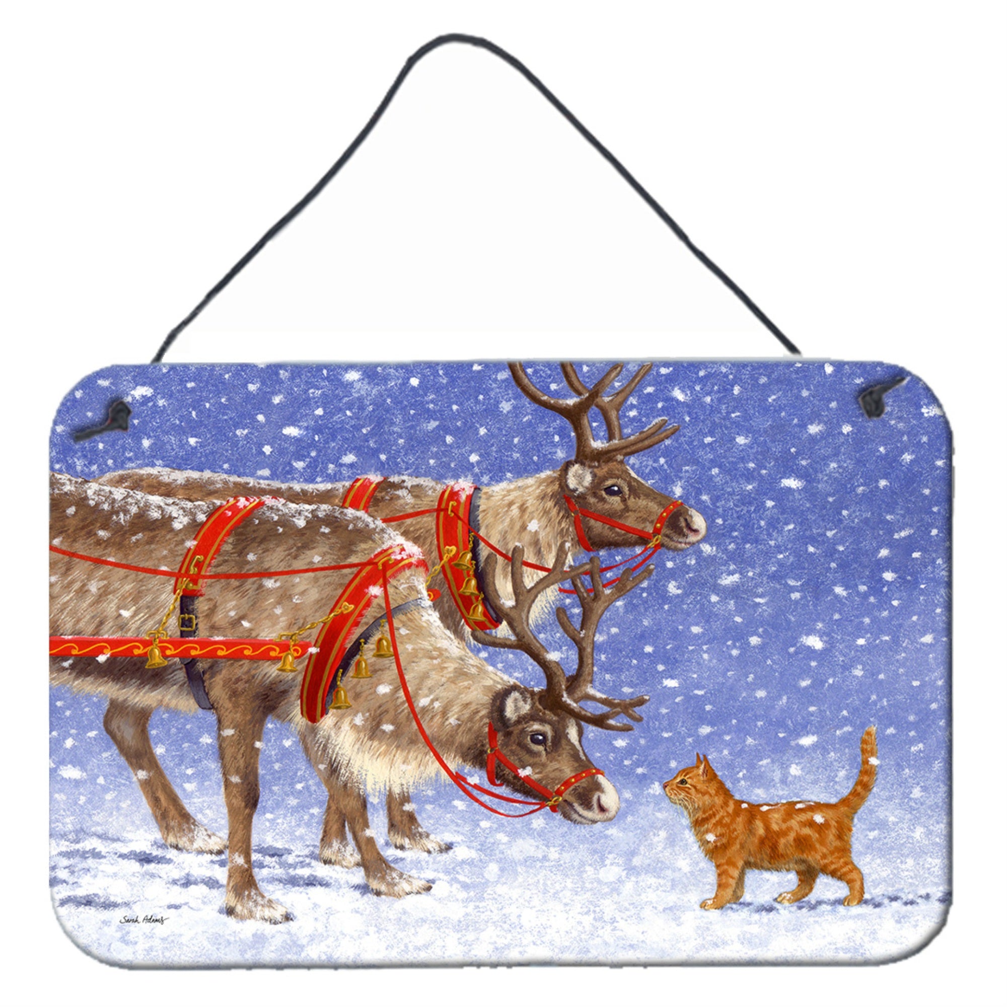 'Caroline'S Treasures Reindeer & Cat Wall Or Door Hanging Prints Asa2174Ds812, 8Hx12W, Multicolor''