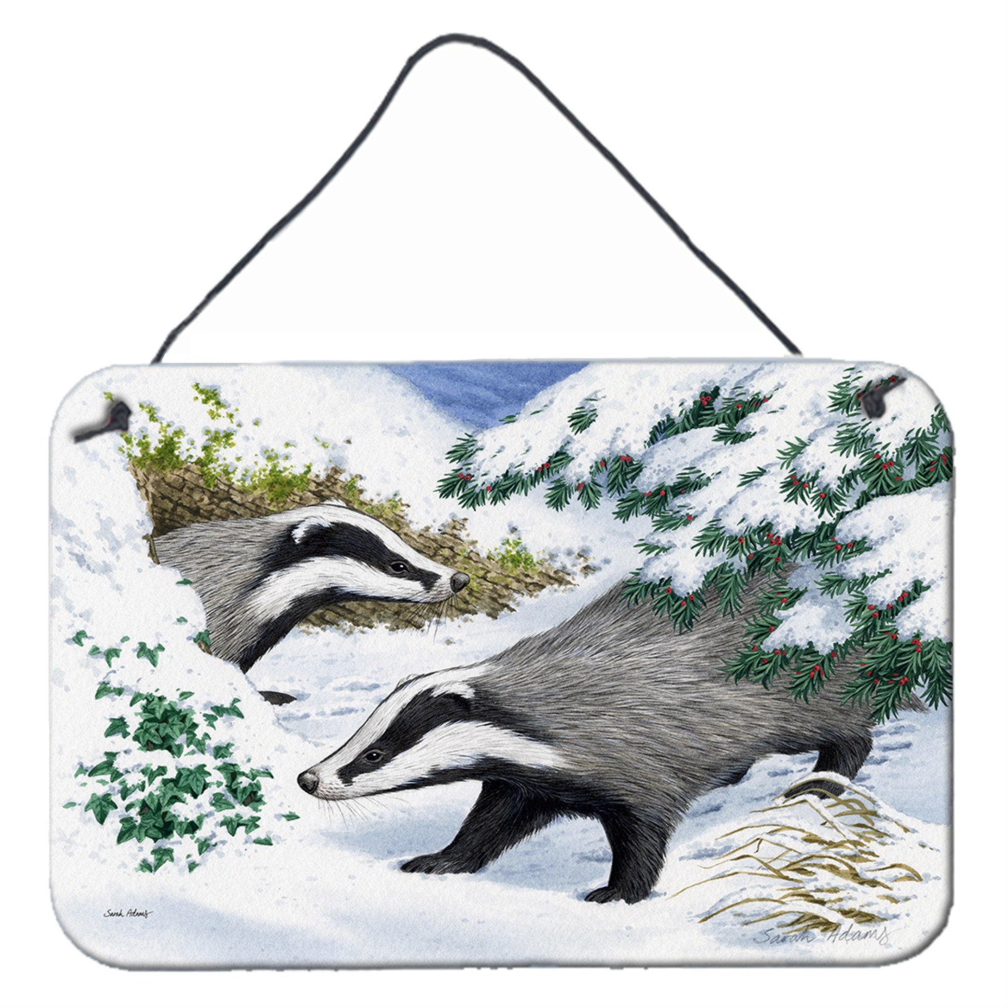 'Caroline'S Treasures Badgers In The Snow Wall Or Door Hanging Prints Asa2182Ds812, 8Hx12W, Multicolor''