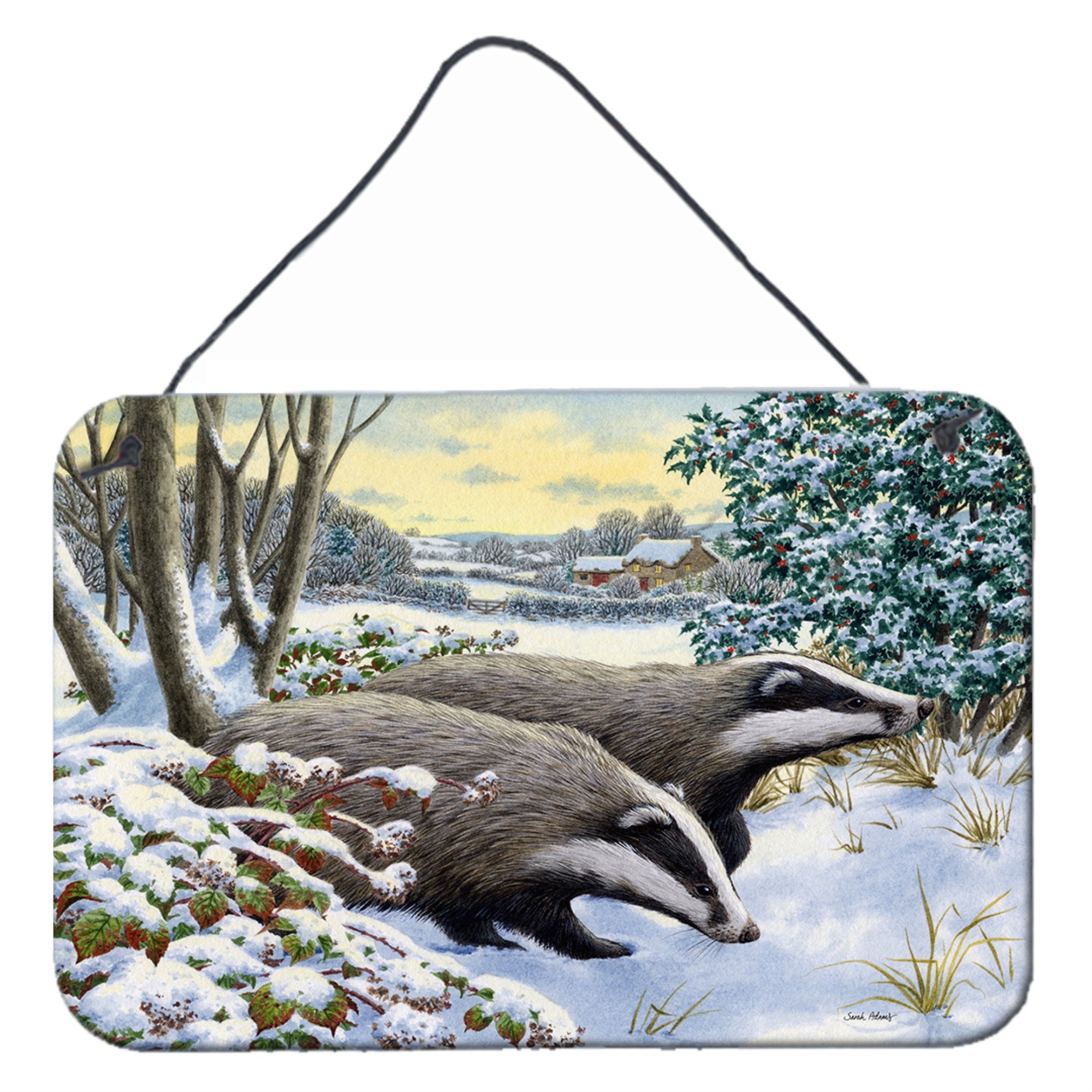 'Caroline'S Treasures Winter Badgers Wall Or Door Hanging Prints Asa2183Ds812, 8Hx12W, Multicolor''