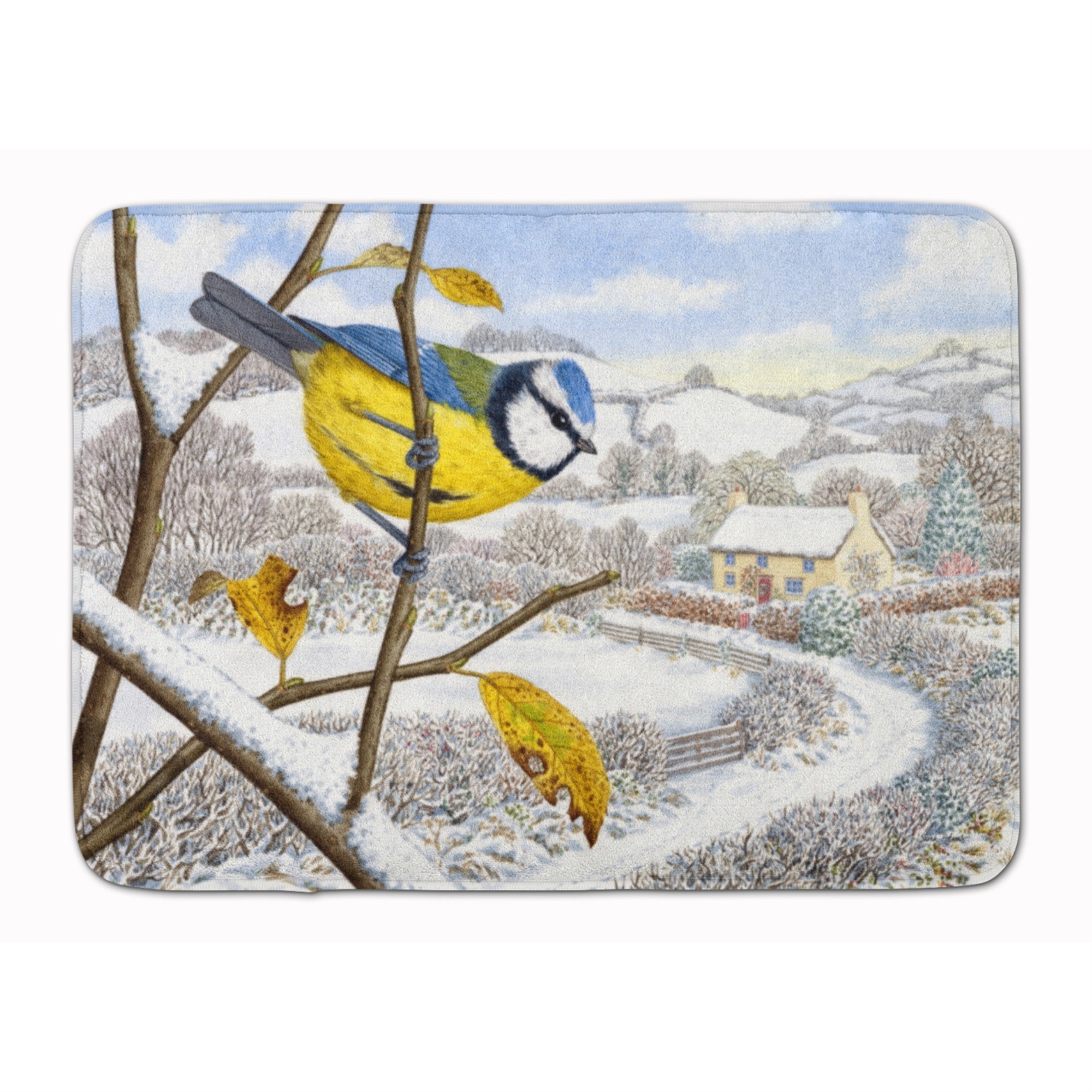 'Caroline'S Treasures Winter Eurasian Blue Tit Floor Mat, 19'''' X 27'''', Multicolor''