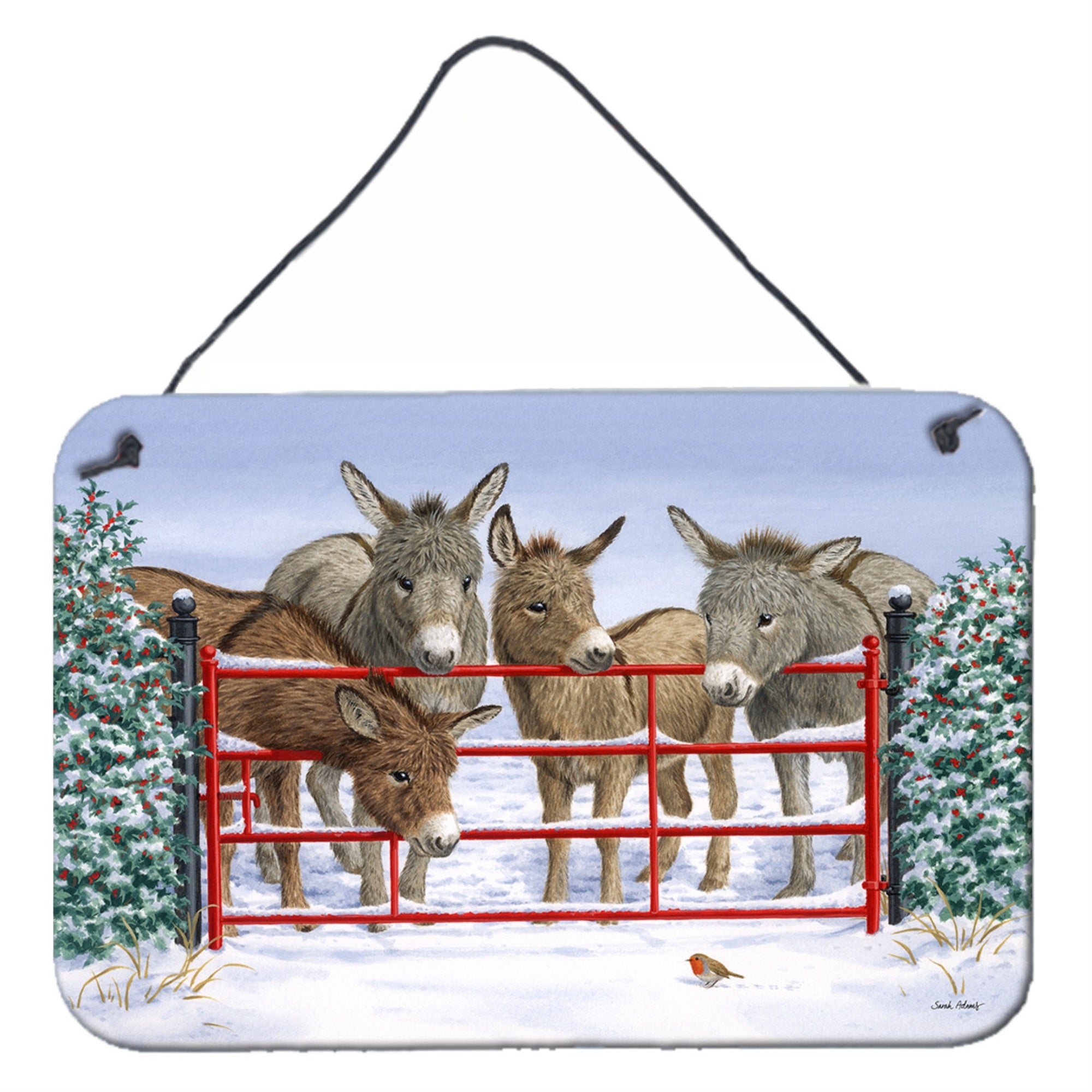 'Caroline'S Treasures Donkeys And Robin Wall Or Door Hanging Prints Asa2198Ds812, 8Hx12W, Multicolor''