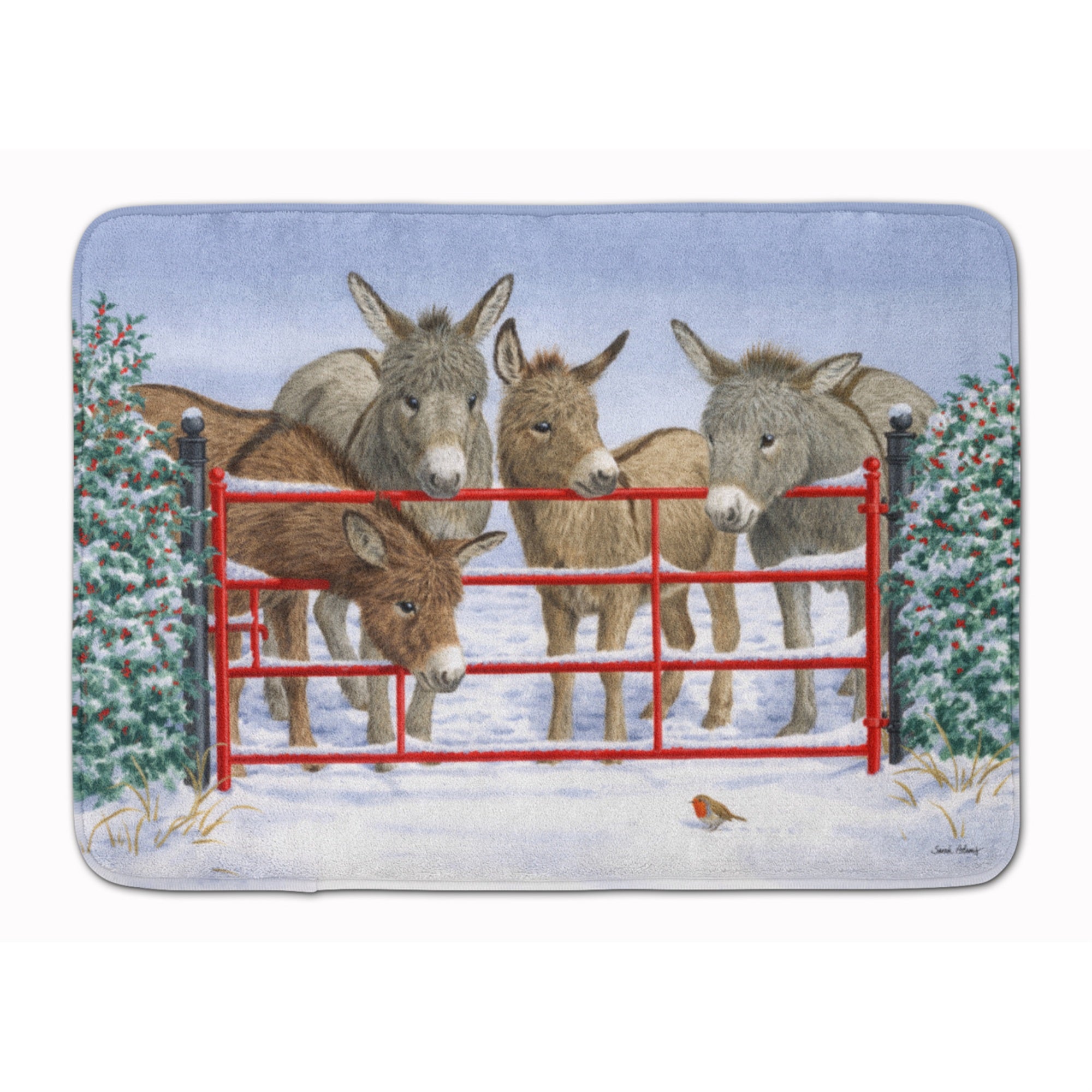 'Caroline'S Treasures Donkeys And Robin Floor Mat, 19'''' X 27'''', Multicolor''