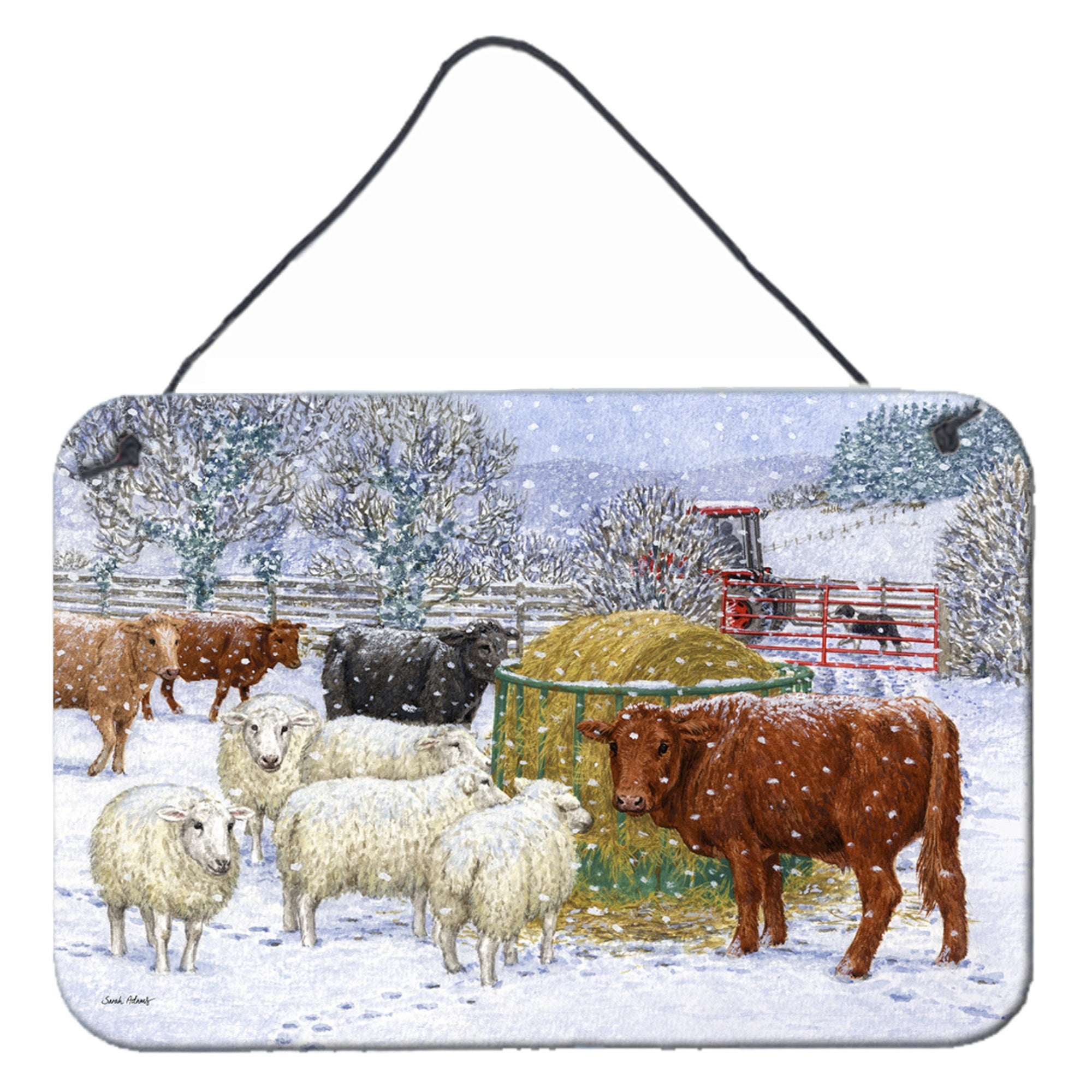 'Caroline'S Treasures Cows And Sheep In The Snow Wall Or Door Hanging Prints Asa2207Ds812, 8Hx12W, Multicolor''