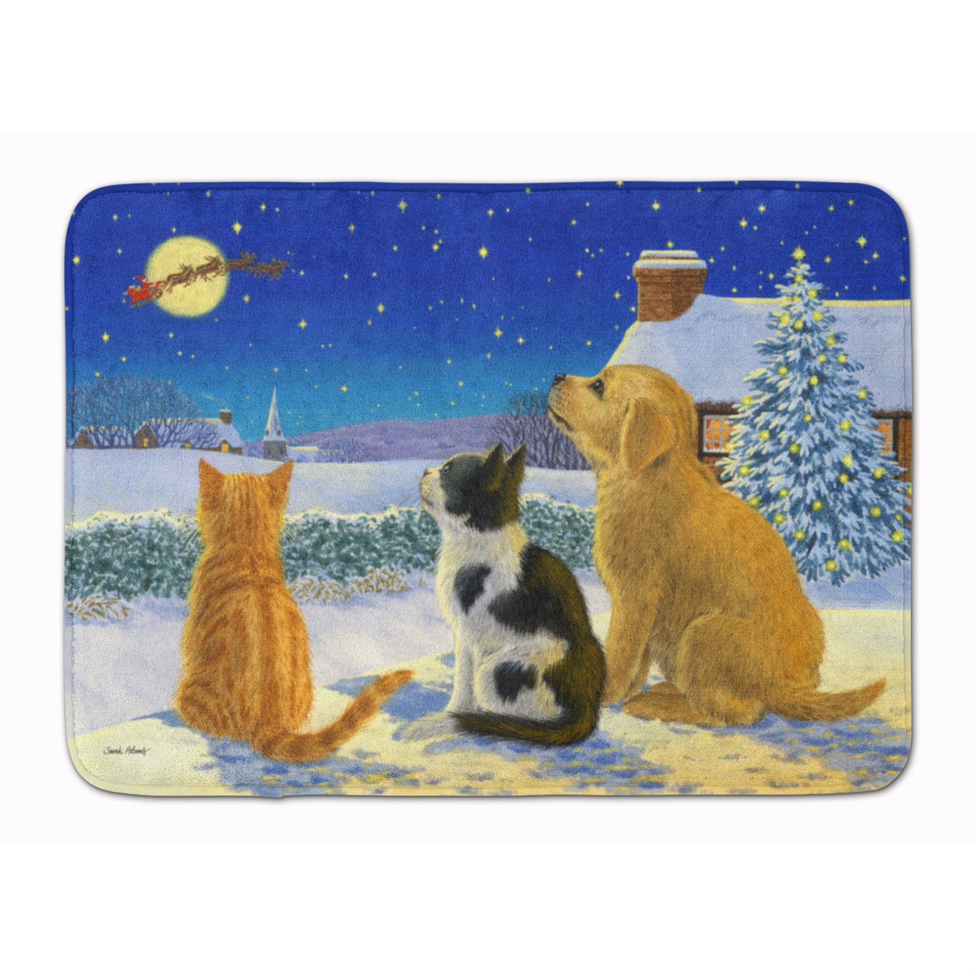 'Caroline'S Treasures Golden Retriever Kittens Watching Santa Floor Mat, 19'''' X 27'''', Multicolor''