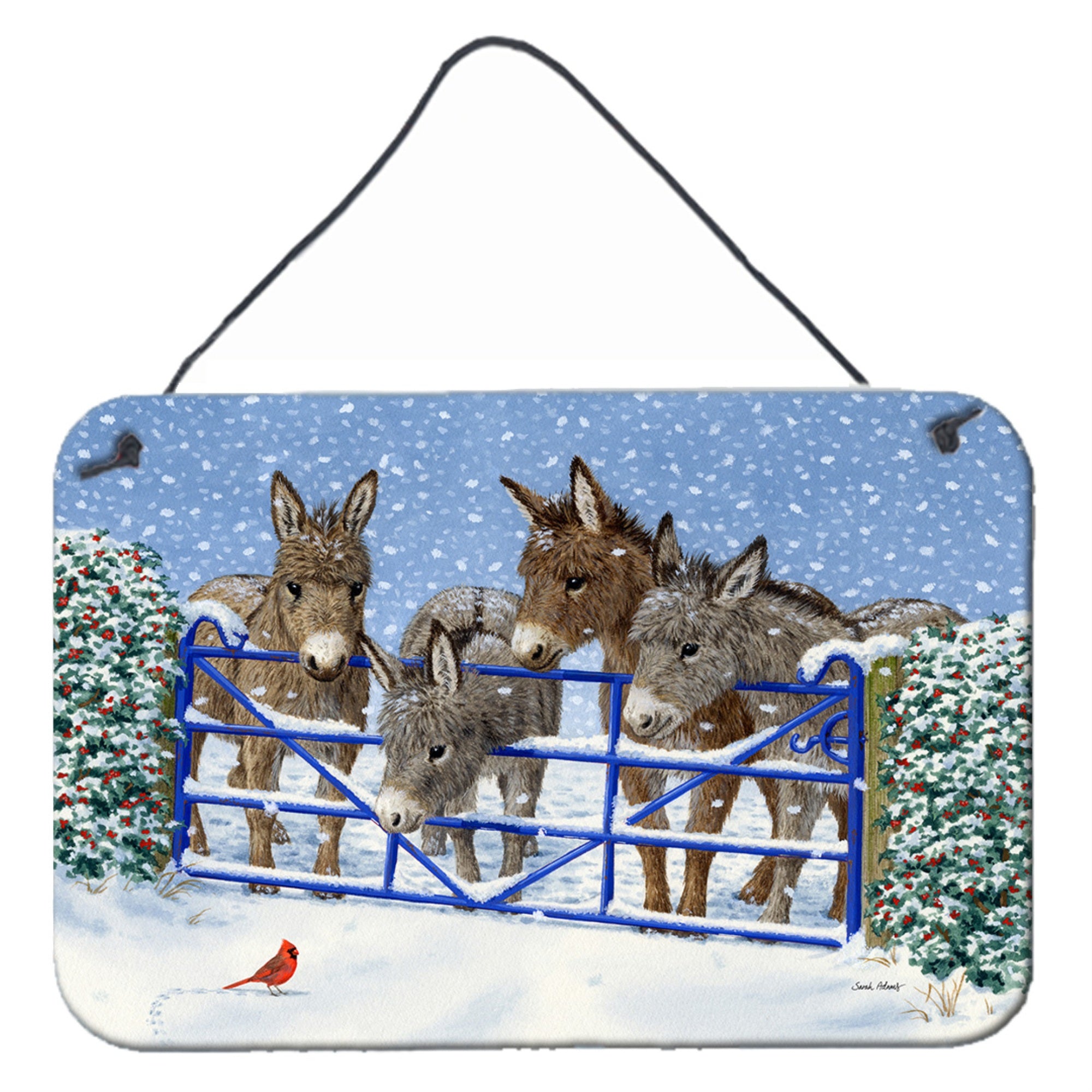 'Caroline'S Treasures Donkeys And Cardinal Wall Or Door Hanging Prints Asa2209Ds812, 8Hx12W, Multicolor''