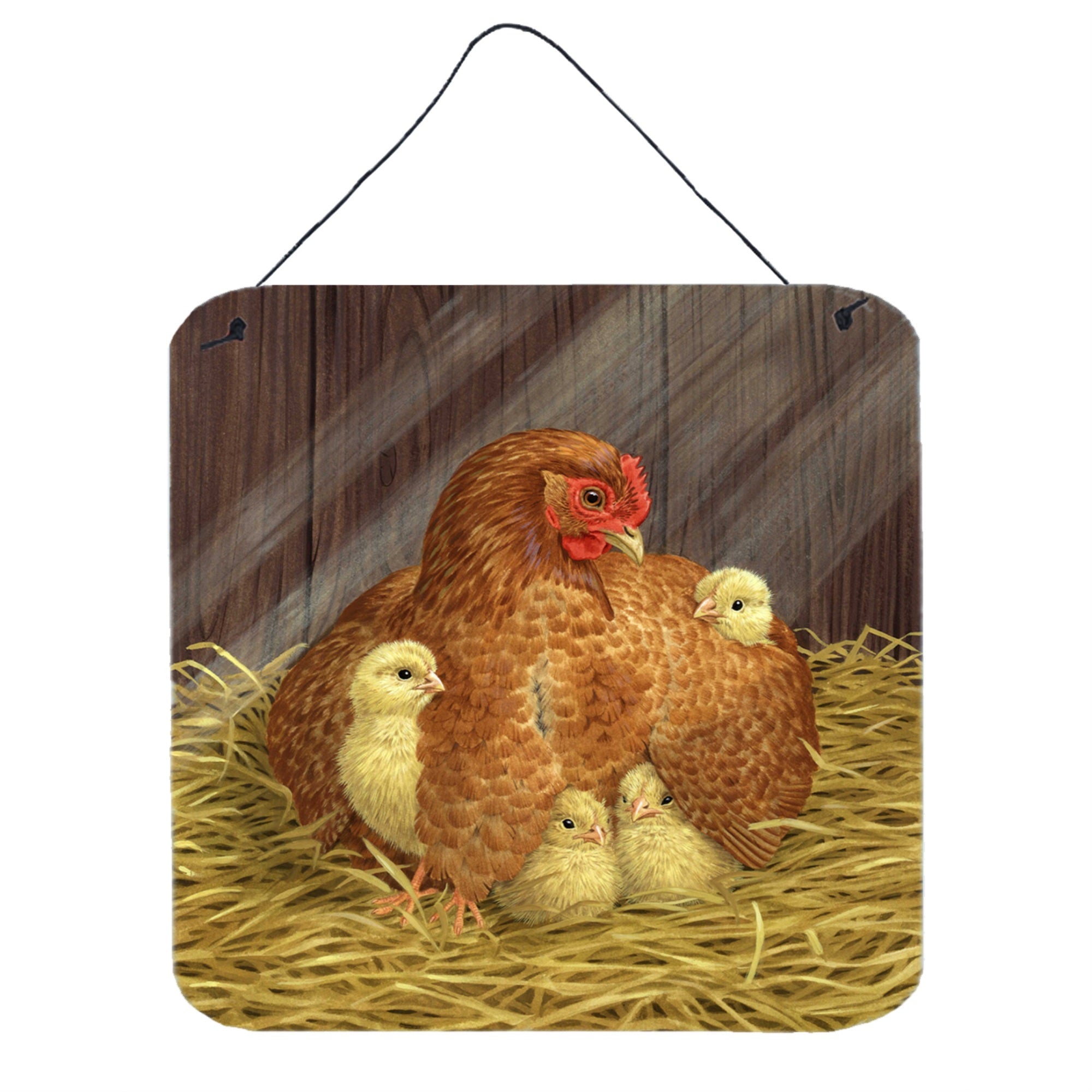 'Caroline'S Treasures My Little Chickadees Hen With Chicks Wall Or Door Hanging Prints Asad0109Ds66, 6Hx6W, Multicolor''