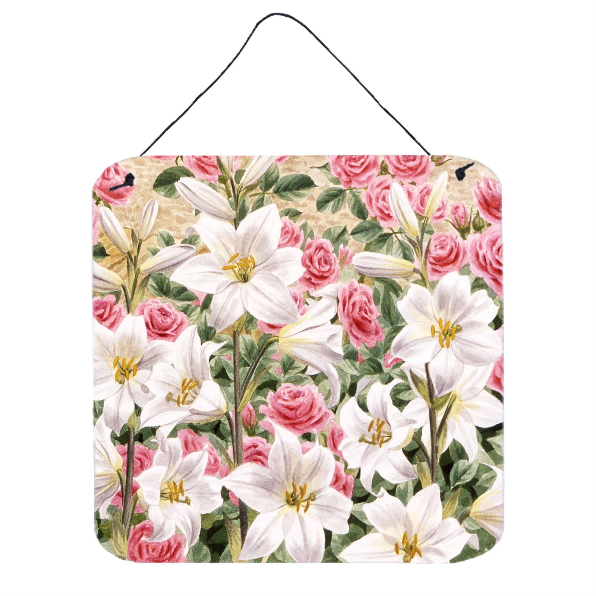 'Caroline'S Treasures Lilies And Roses By Sarah Adams Wall Or Door Hanging Prints Asad0115Ds66, 6Hx6W, Multicolor''