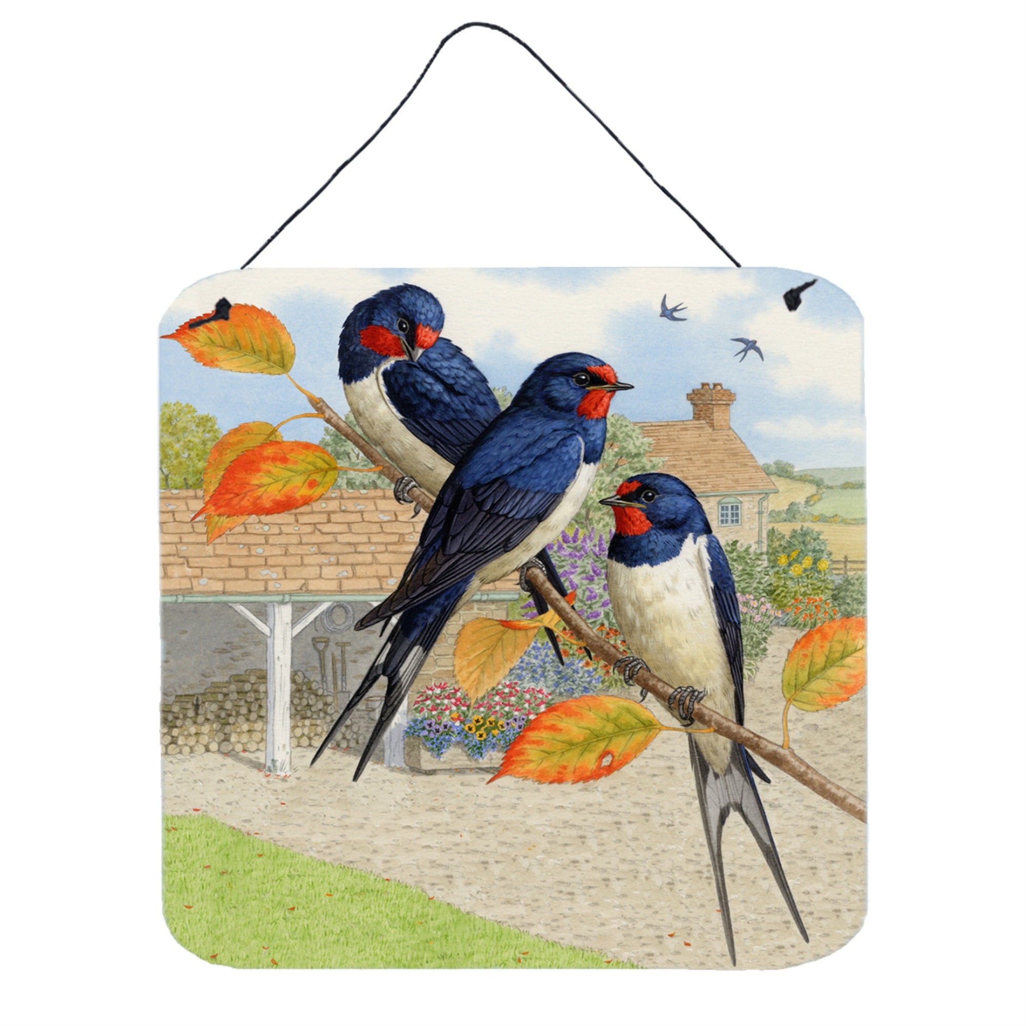 'Caroline'S Treasures Swallows By Sarah Adams Wall Or Door Hanging Prints Asad0694Ds66, 6Hx6W, Multicolor''