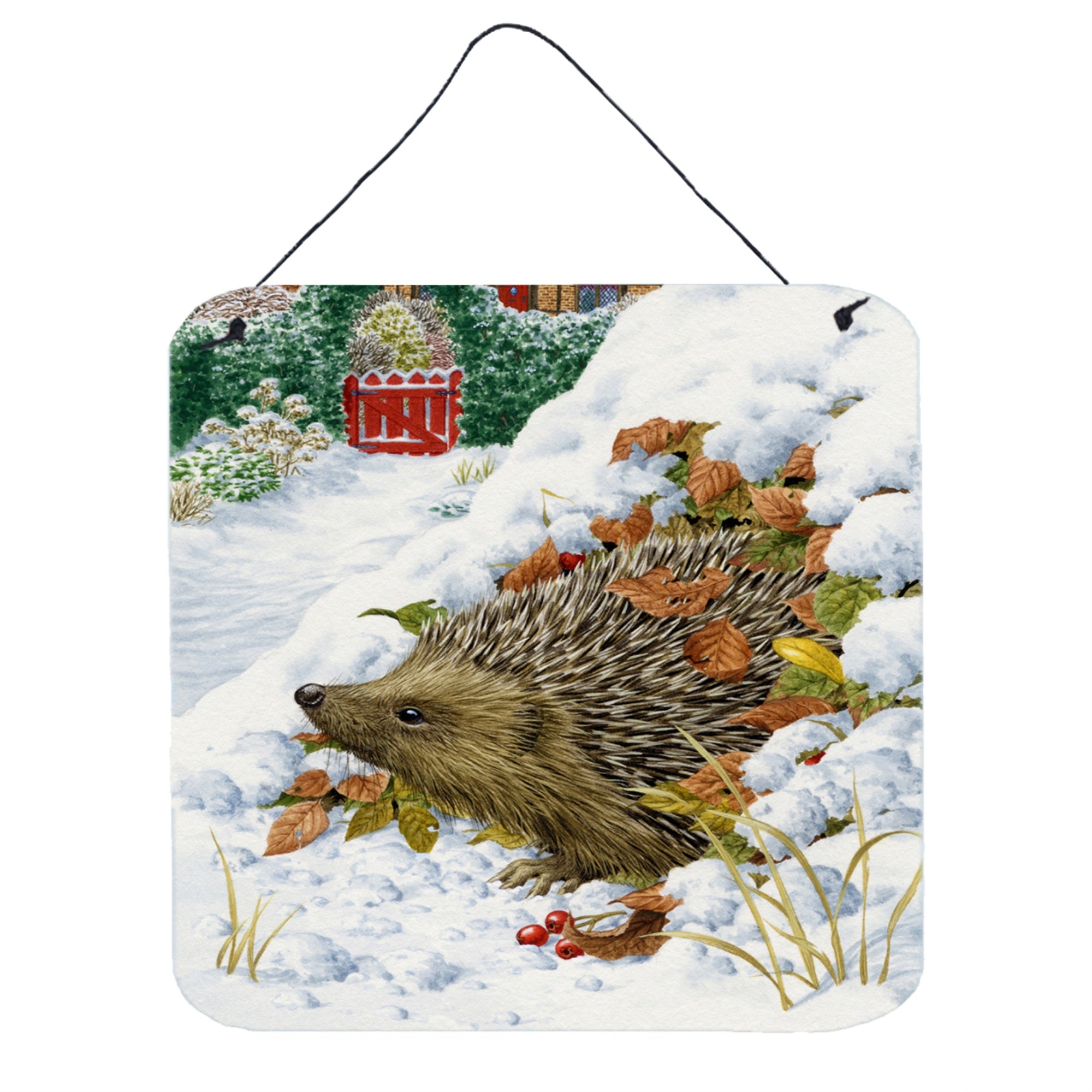 'Caroline'S Treasures Hedgehog And Red Gate Cottage Wall Or Door Hanging Prints Asad0780Ds66, 6Hx6W, Multicolor''