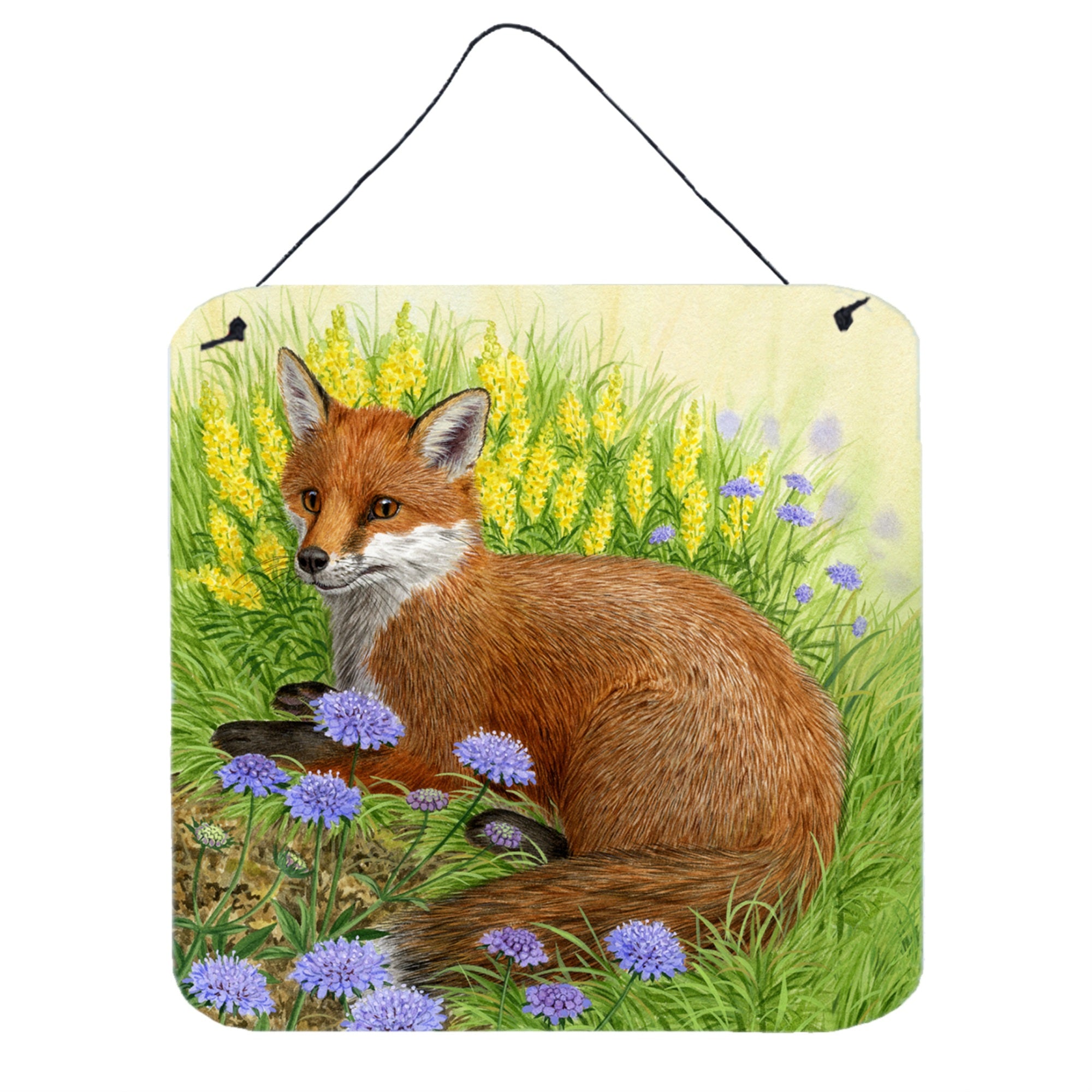 'Caroline'S Treasures Fox In Flowers By Sarah Adams Wall Or Door Hanging Prints Asad0788Ds66, 6Hx6W, Multicolor''
