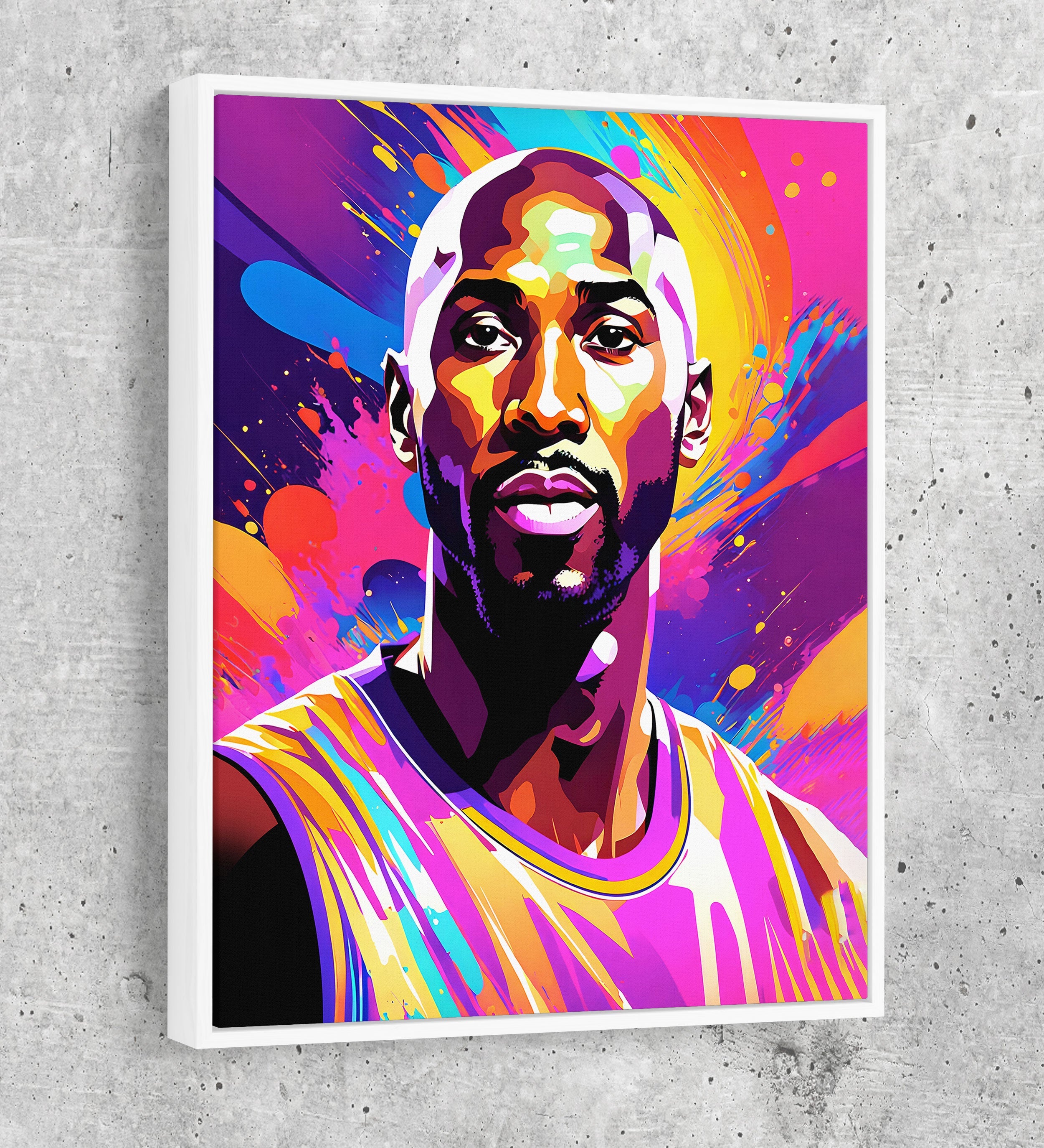 Abstract Kobe Canvas Wall Art, Colorful Kobe Print