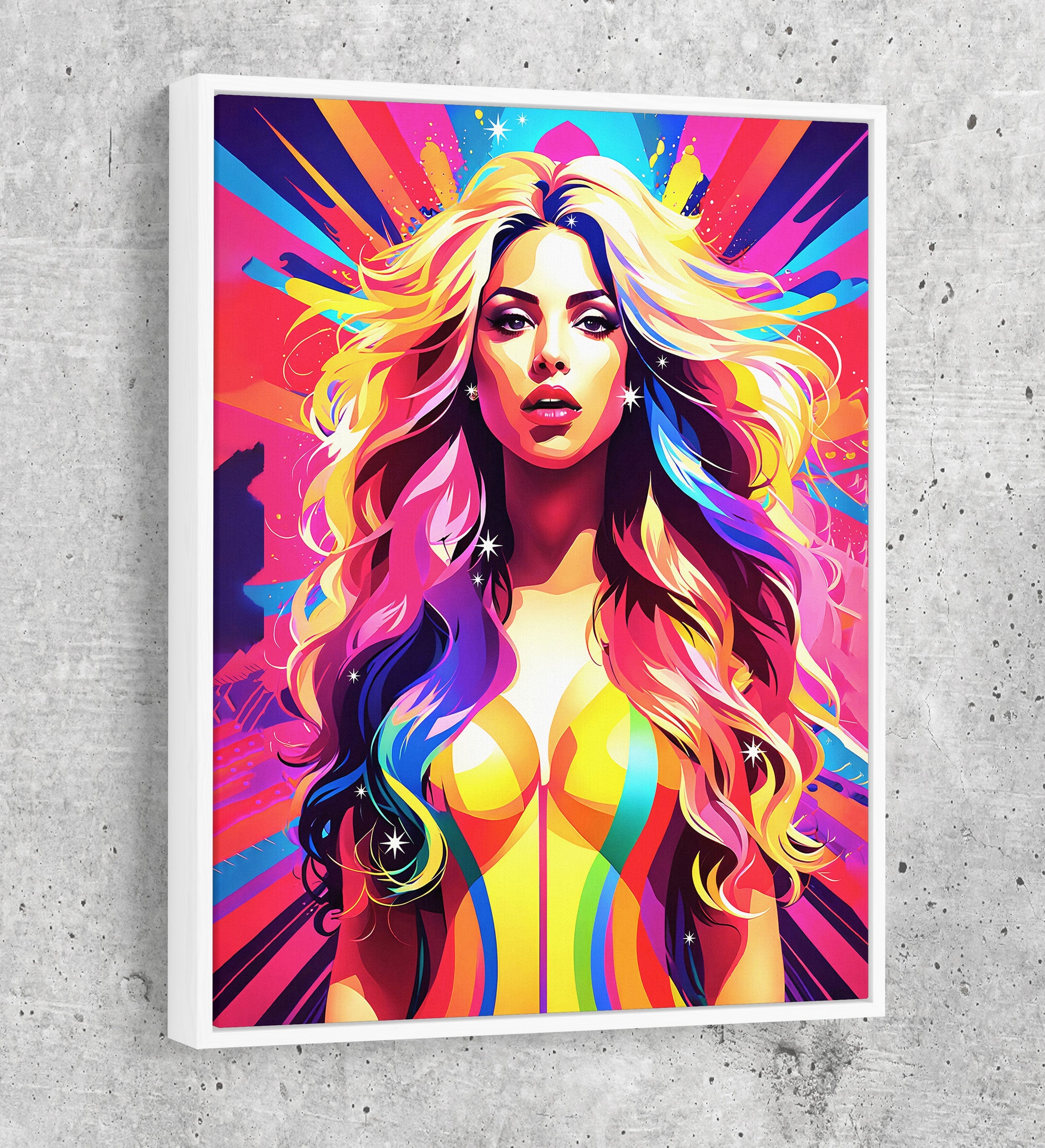 Abstract Shakira Canvas Wall Art, Shakira Colorful Print