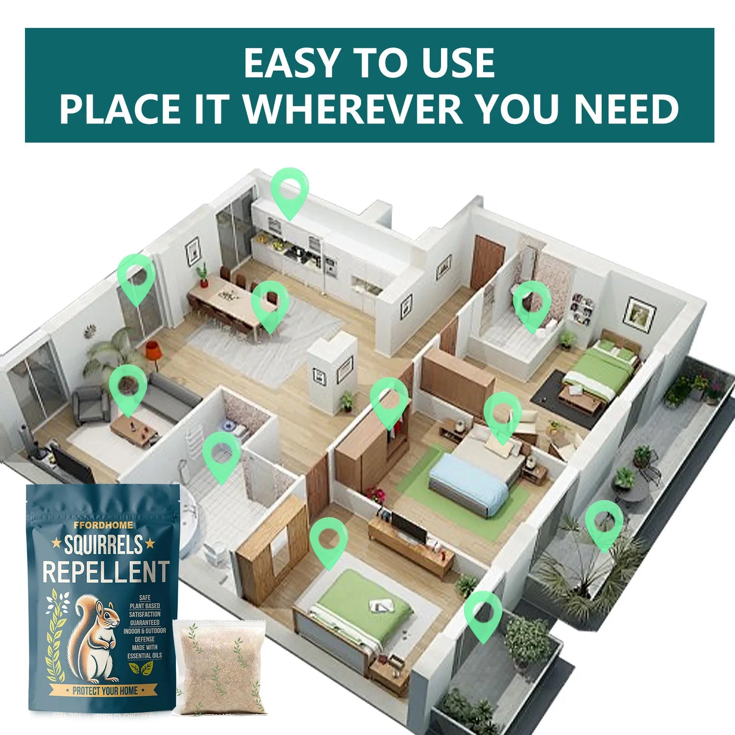 Outdoor Squirrel Repellent, Attic Squirrel Deterrent, Chipmunk Repellent, Squirrel Repeller, Garden Chipmunk Deterrent, Squirrel Repellent, Keep Squirrels Out of Garage - 10 Pack