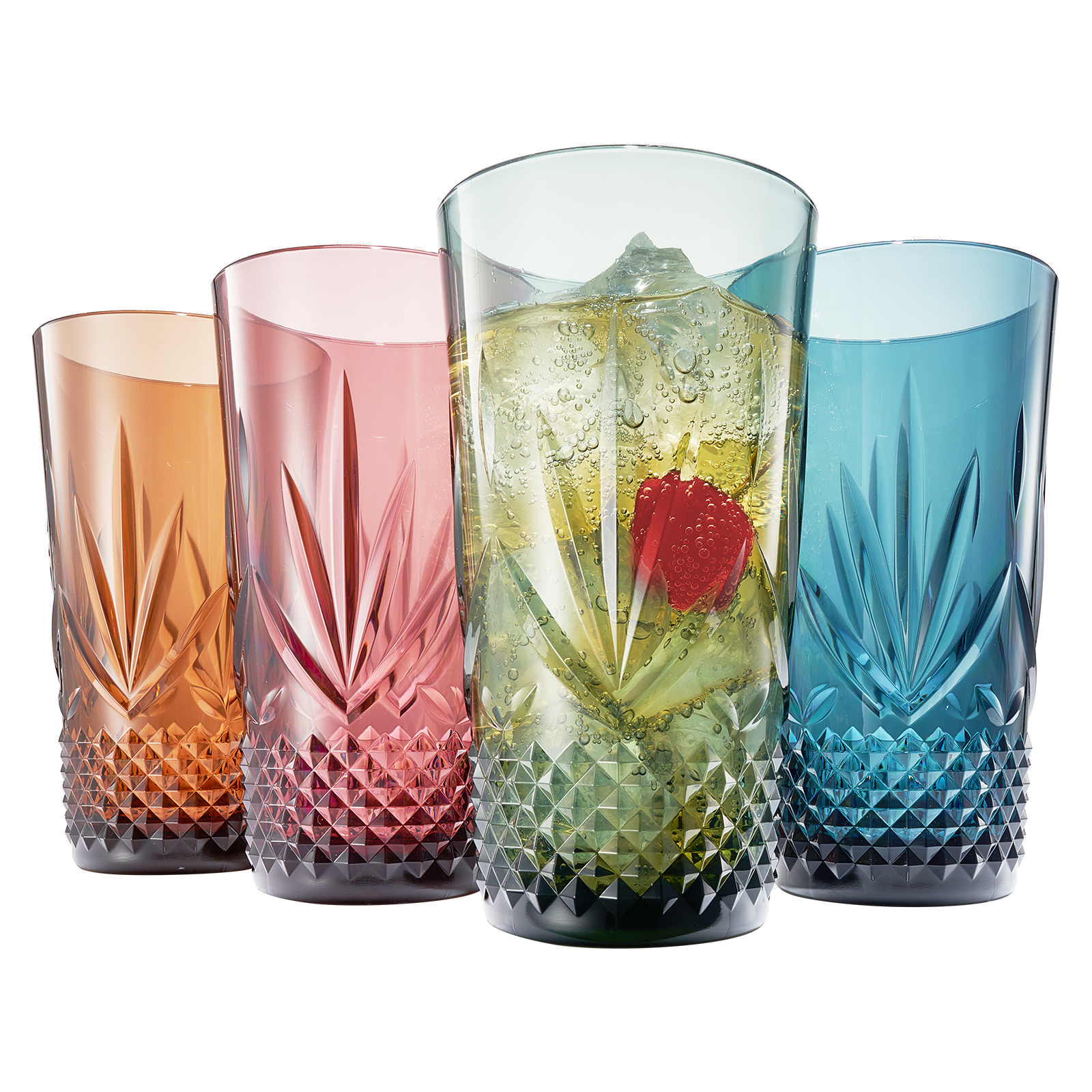 Onix Acrylic Crystal Highball Glassware, Set of 4