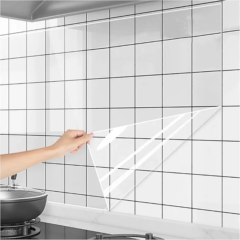 Transparent Wallpaper Kitchen Electrostatic Adsorption Protective Film Oil Proof Wall Sticker Decorative Film Wall Papers Home