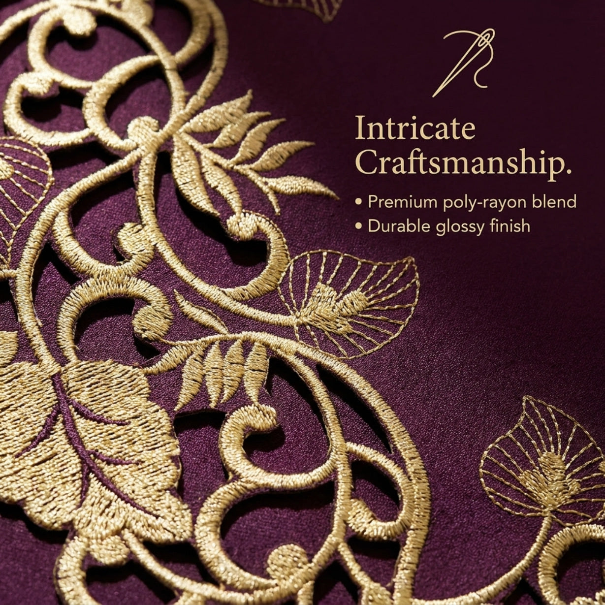 Plum Gold Placemats – Rustic Table Placemats 12x18 inch | Embroidered Dining Decor