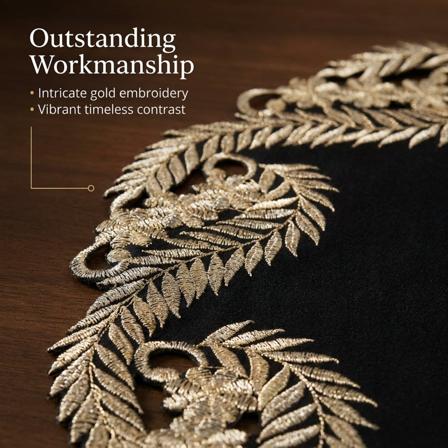 Black Gold Table Doilies – Elegant Decorative Runner, 15 Inch Rustic Dining Accents