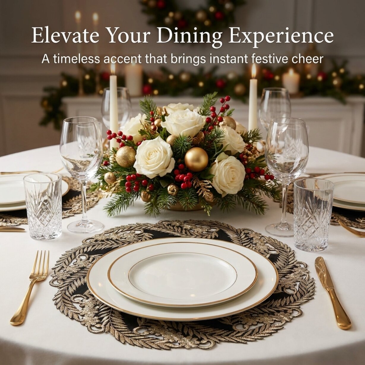 Black Gold Table Doilies – Elegant Decorative Runner, 15 Inch Rustic Dining Accents
