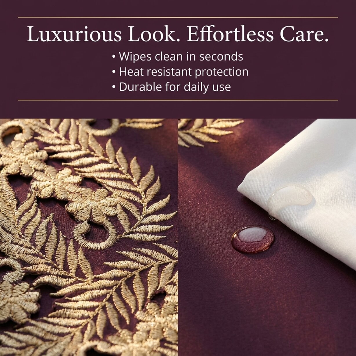 Gold Table Placemats – Plum Table Mats with Embroidered Linen for Rustic Dining Décor