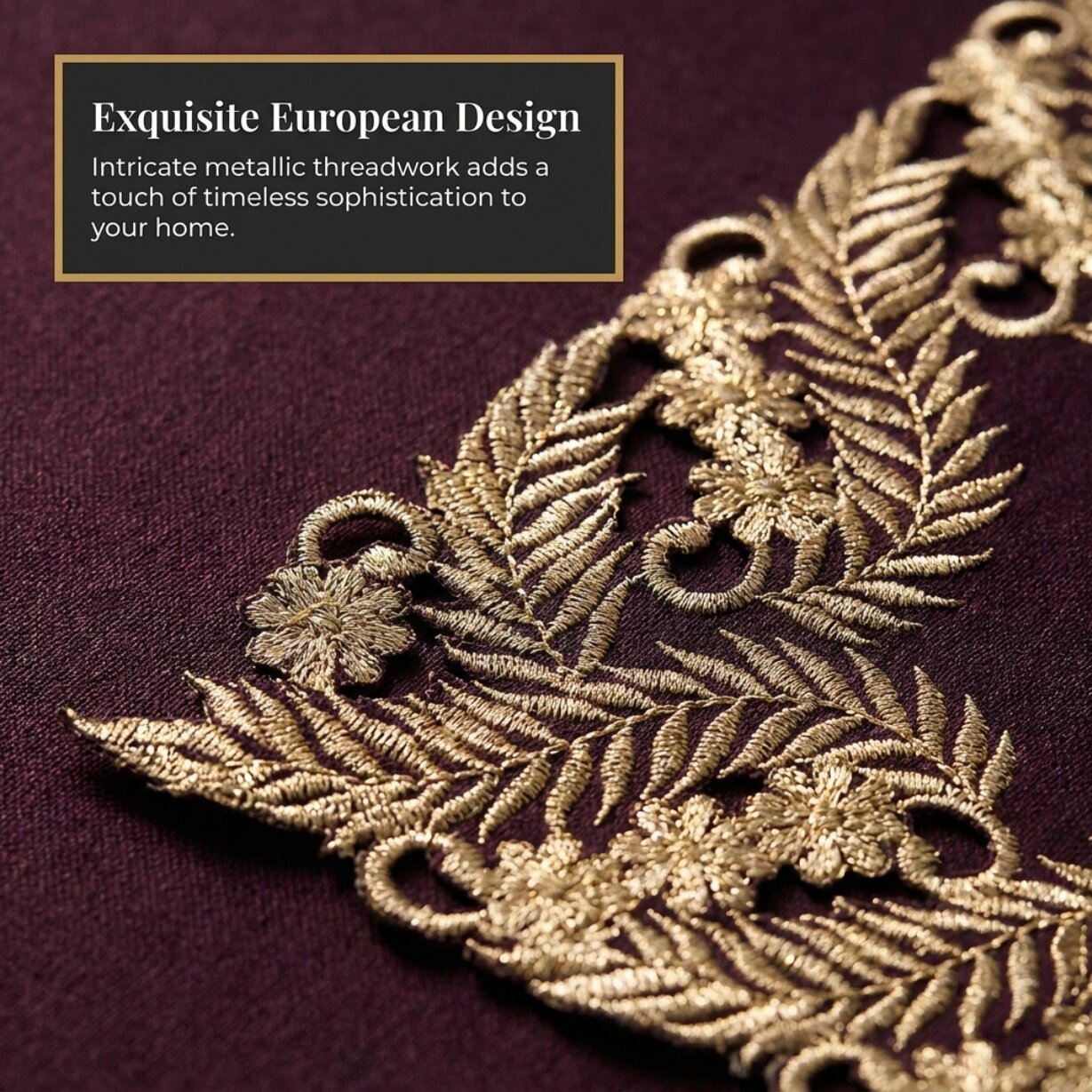 Gold Table Placemats – Plum Table Mats with Embroidered Linen for Rustic Dining Décor