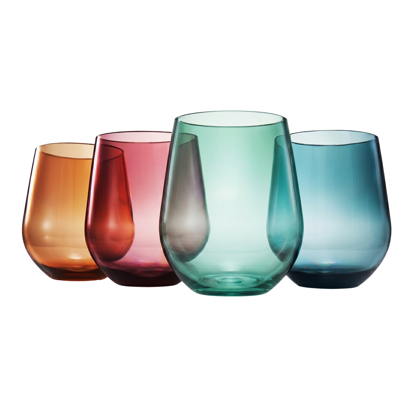 Eze Acrylic Stemless Wine Glassware, Set of 4