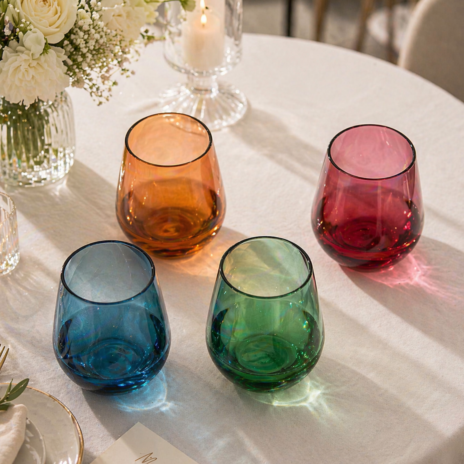 Eze Acrylic Stemless Wine Glassware, Set of 4