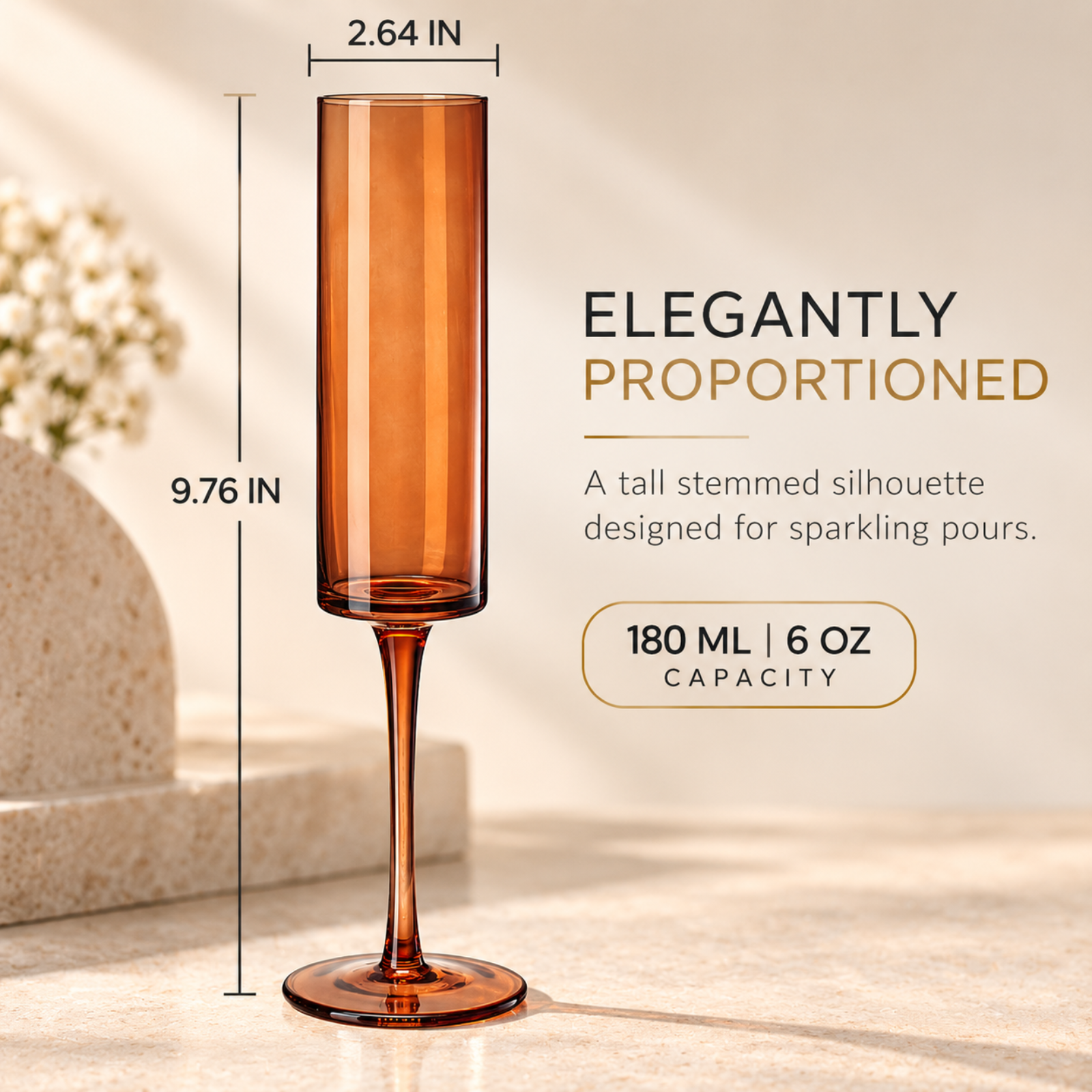 Venus Champagne Flute Glassware, Set of 6