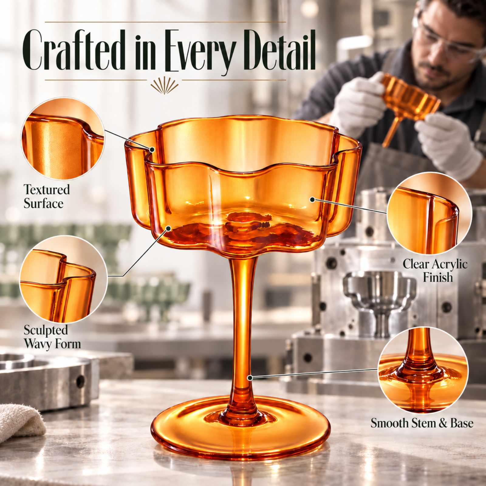 Eze Acrylic Champagne Coupe Cocktail Glassware, Set of 4