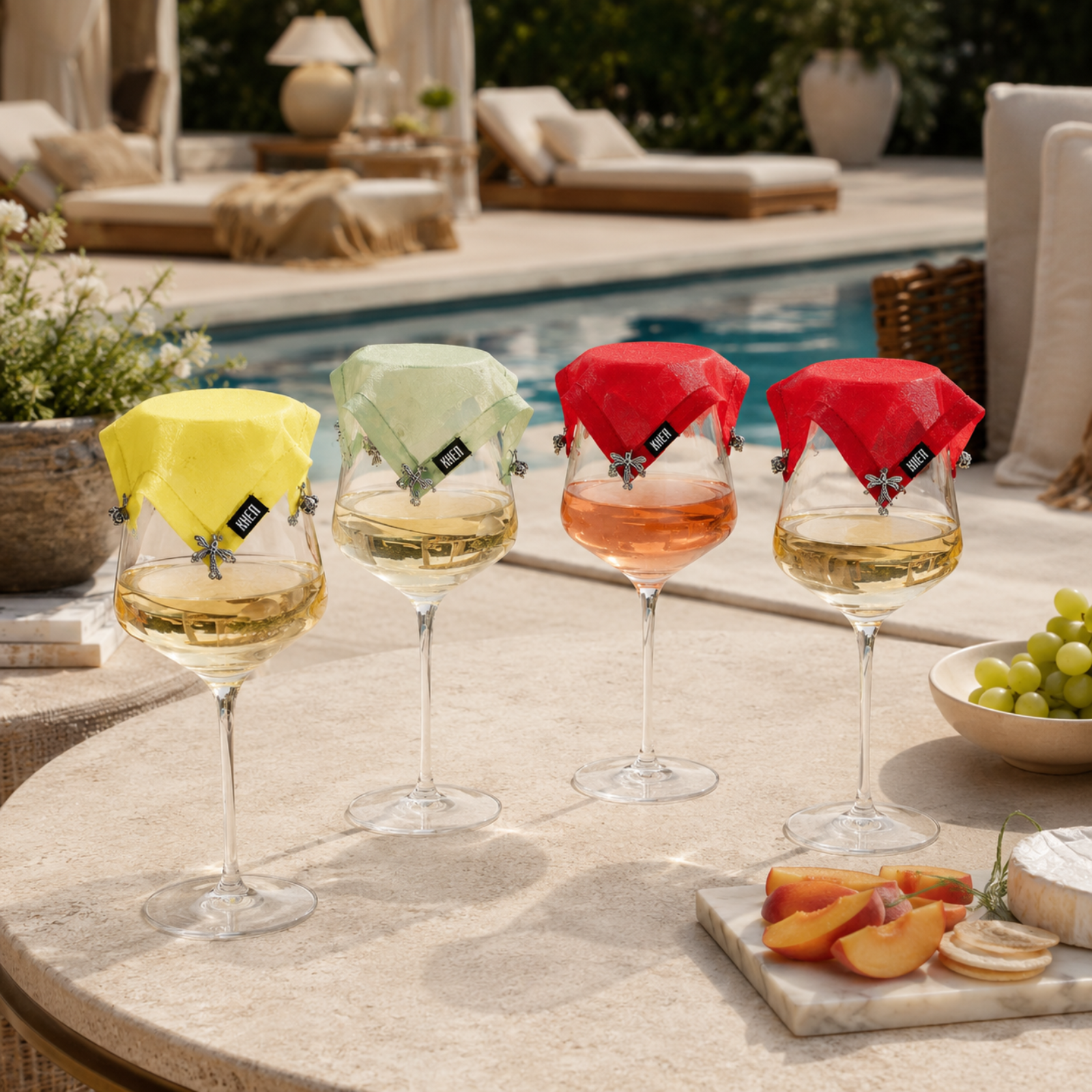 Weighted Outdoor Wine Glassware Covers, Set of 4