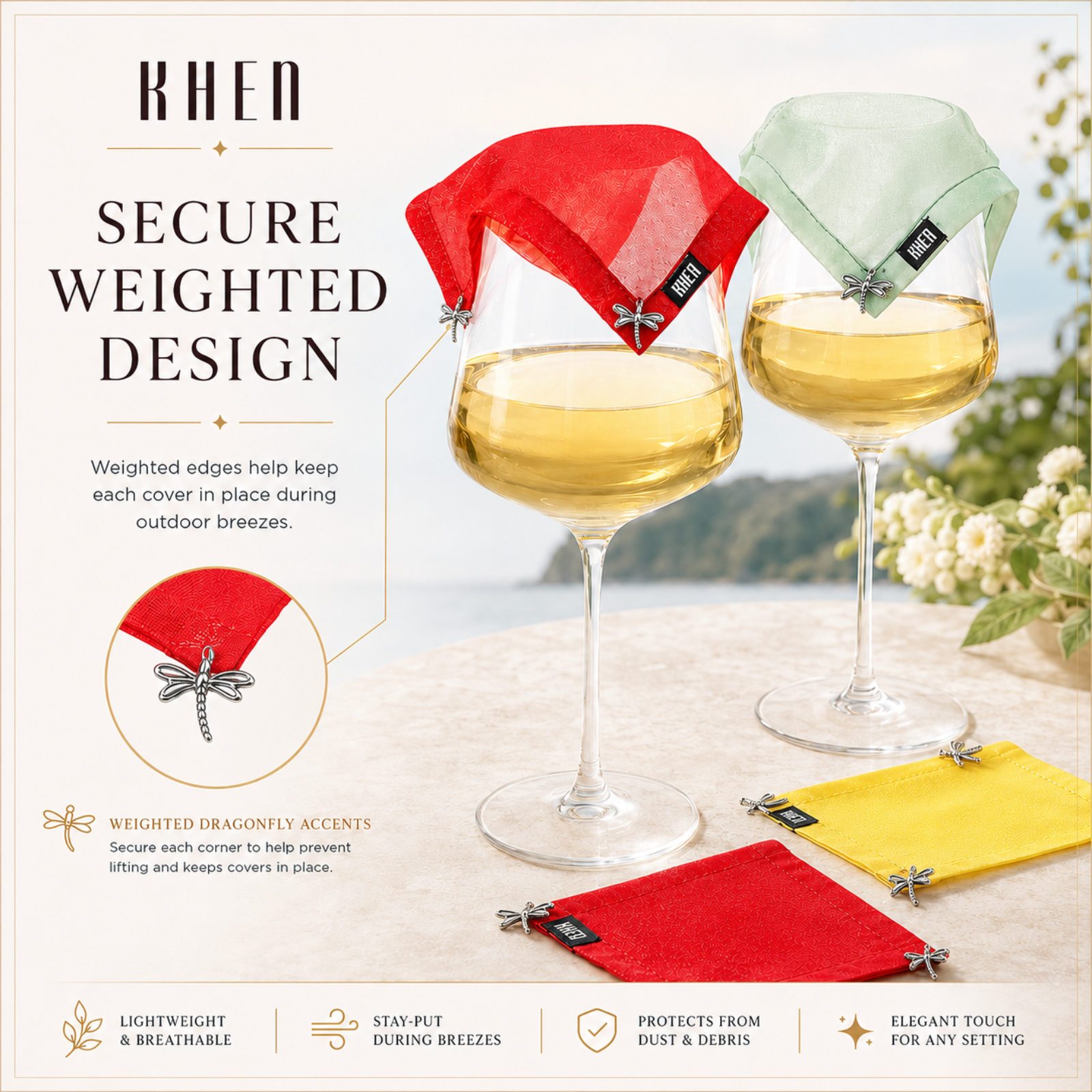 Weighted Outdoor Wine Glassware Covers, Set of 4