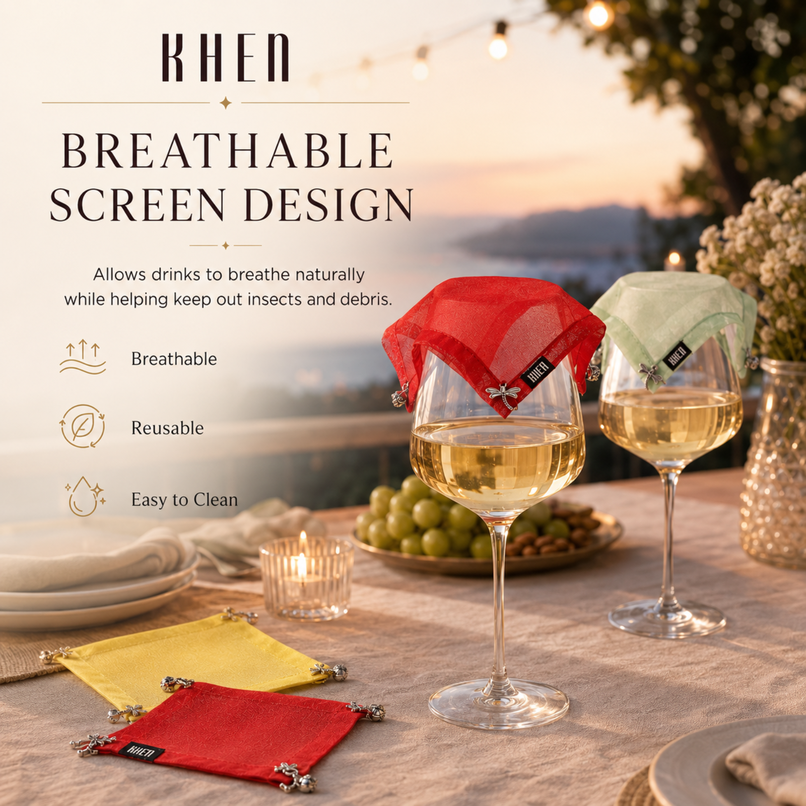 Weighted Outdoor Wine Glassware Covers, Set of 4