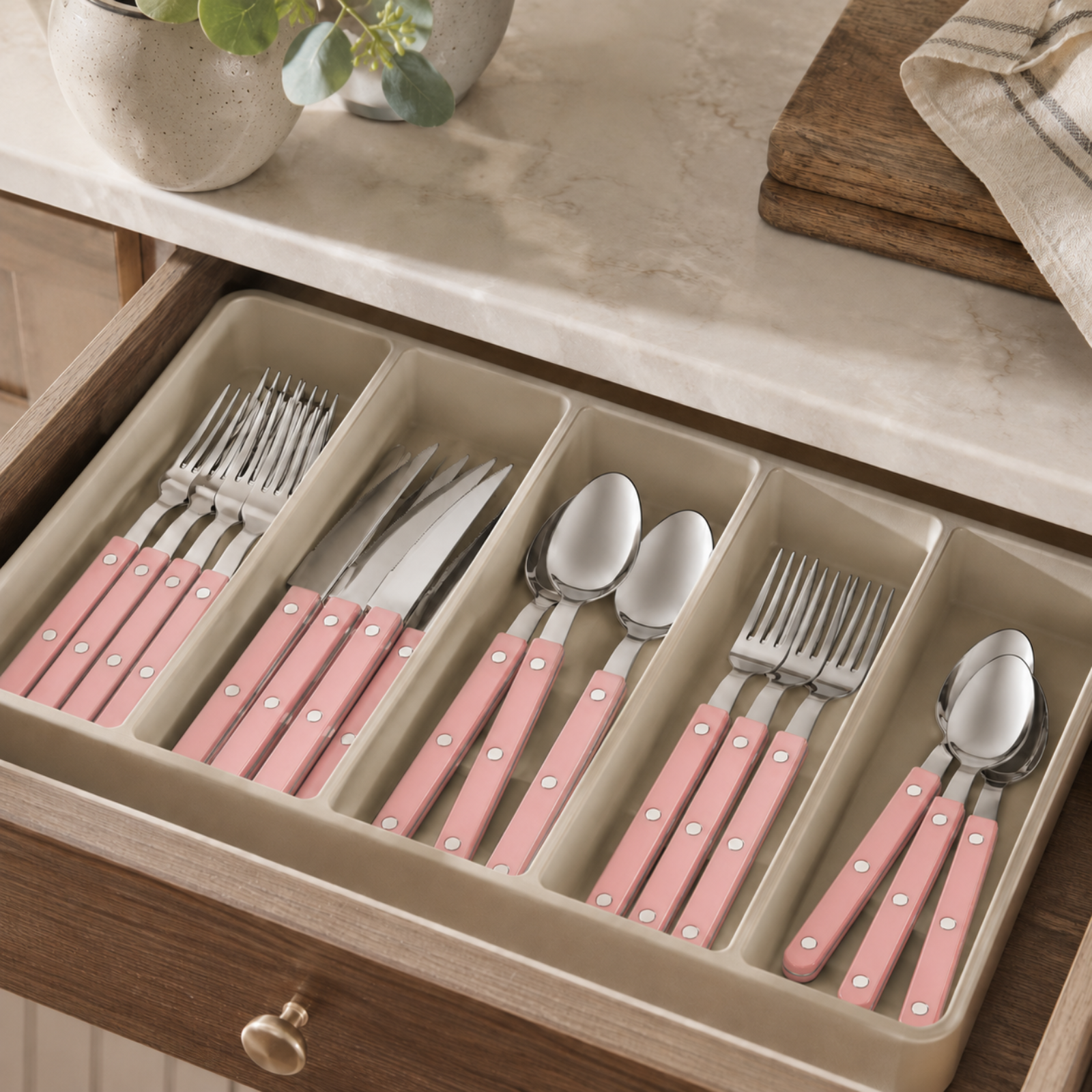Khen Pink Cutlery Set of 20 –18/8 Stainless Steel Flatware