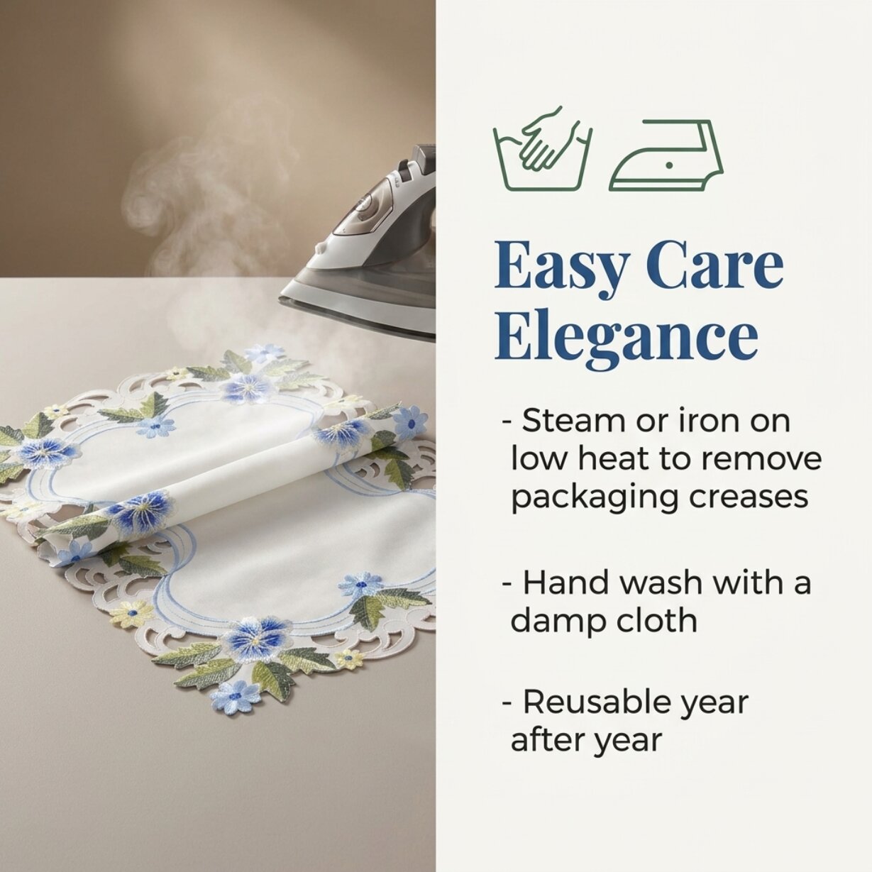 Blue Green Lace Table Runner – European Embroidered Polyester Fabric Decor 14x108 Inch