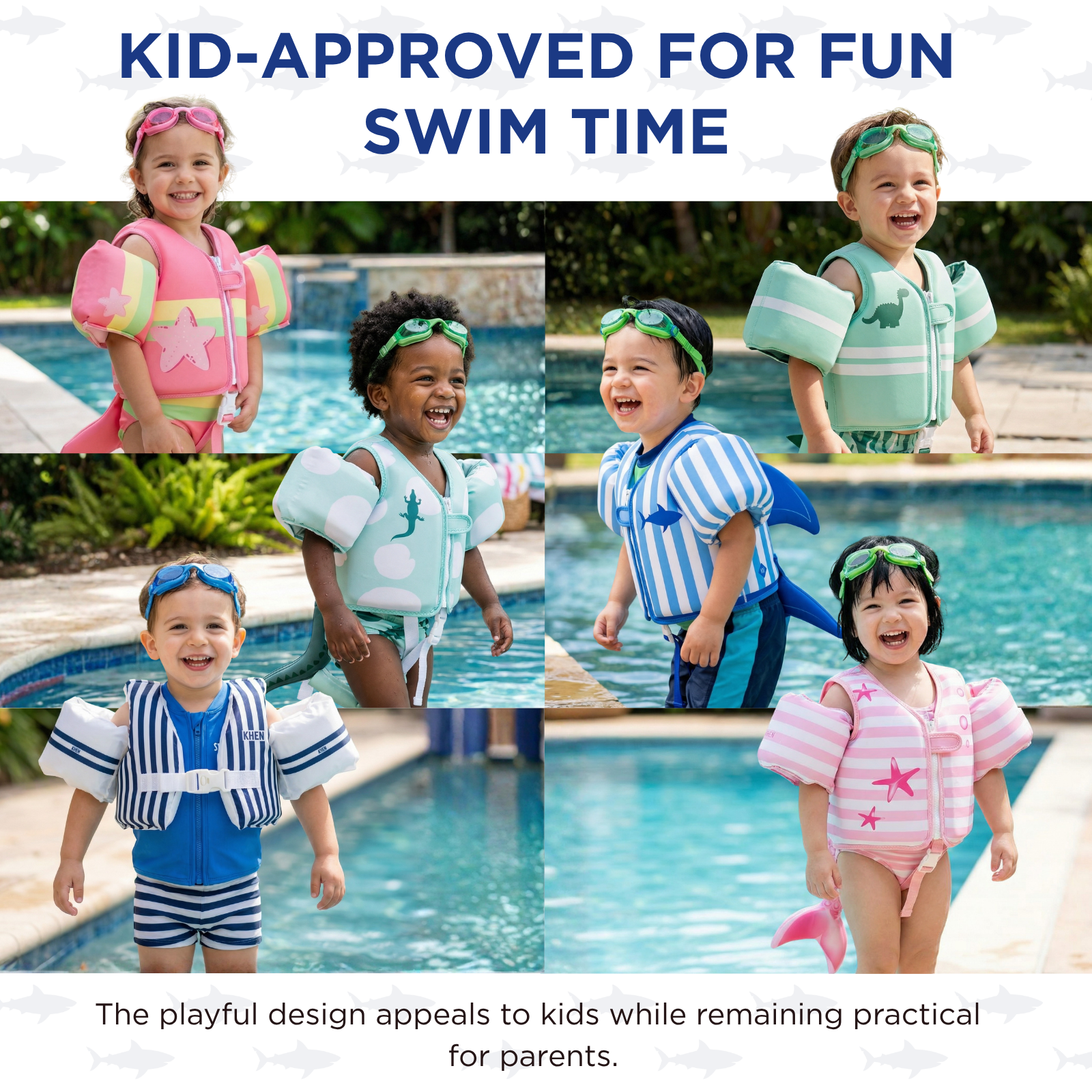 Floating Jackets with Sleeves for Pool or Beach | 1-3 Years | Blue Shark