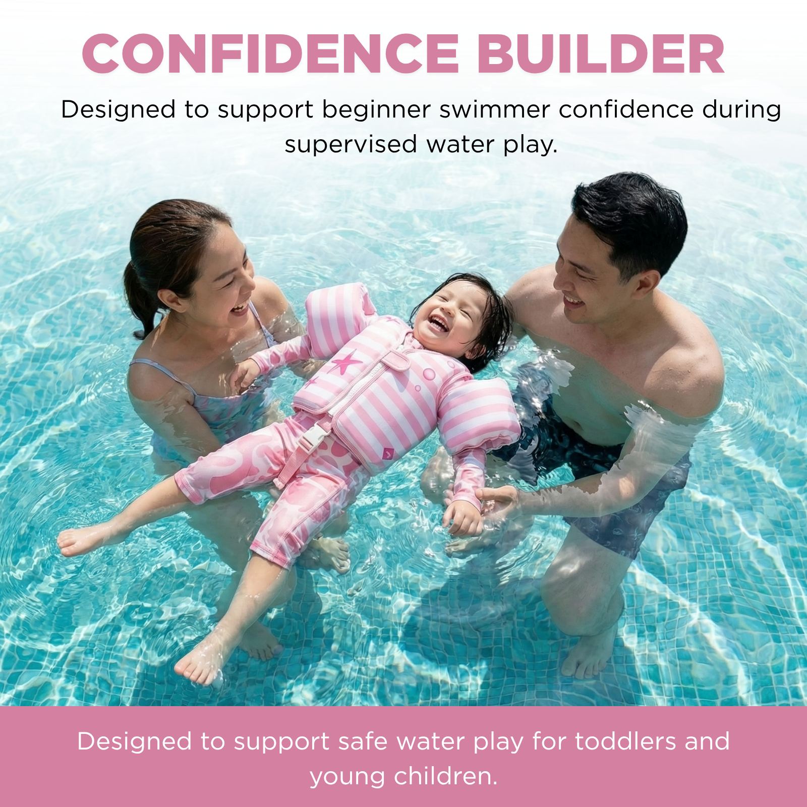 Floating Jackets with Sleeves for Pool or Beach | 1-3 Years | Pink Mermaid