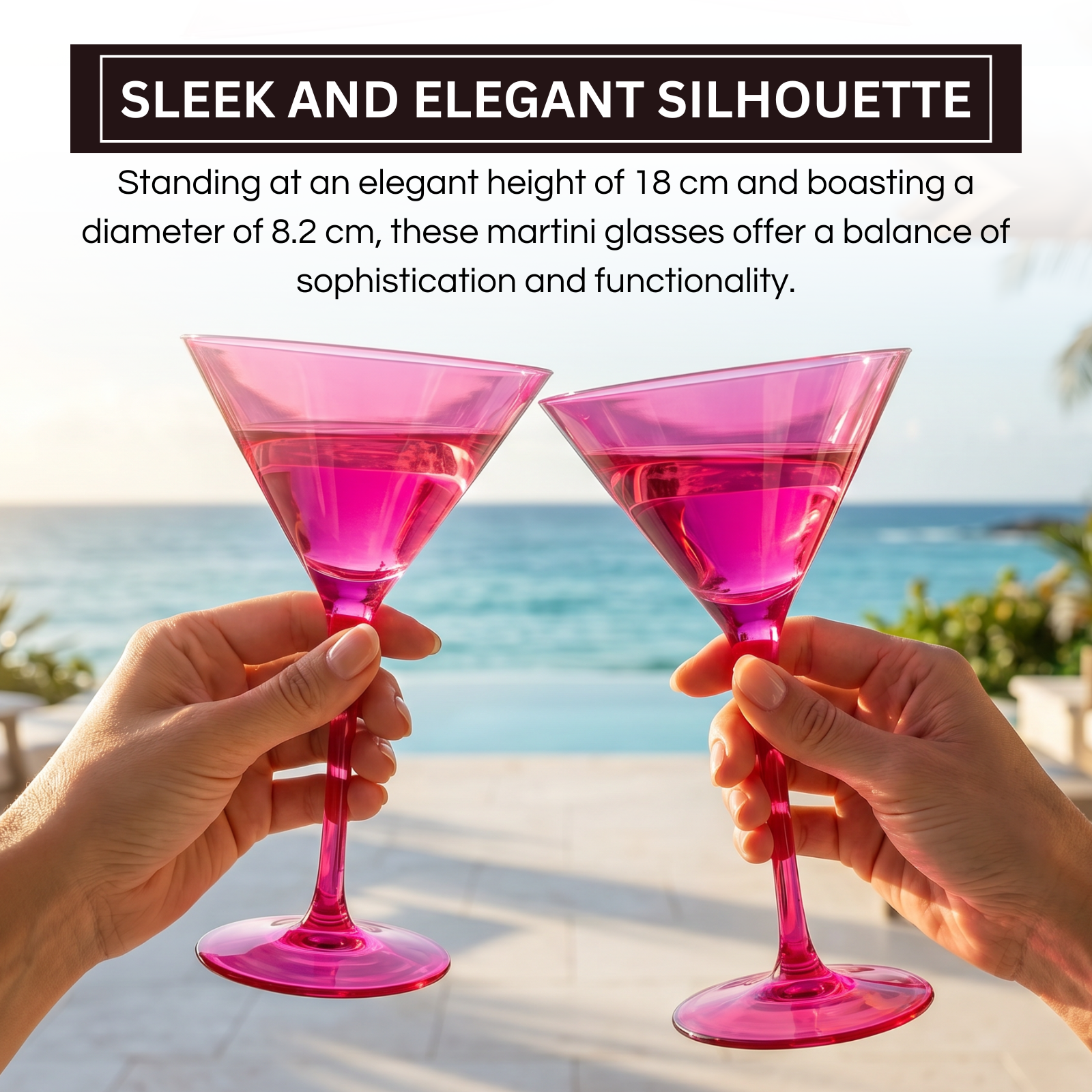 Chica Martini Cocktail Glassware, Set of 2