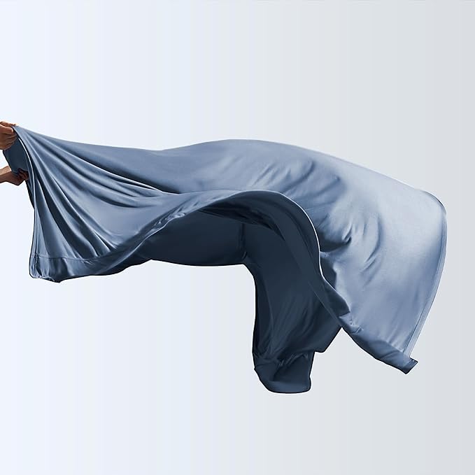 100% Microfiber Jersey Knit Sheet Set with Pillowcases-Stone Blue