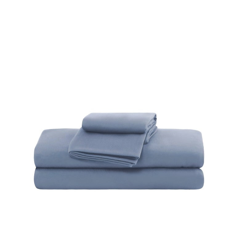 100% Microfiber Jersey Knit Sheet Set with Pillowcases-Stone Blue