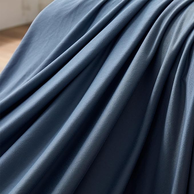100% Microfiber Jersey Knit Sheet Set with Pillowcases-Stone Blue