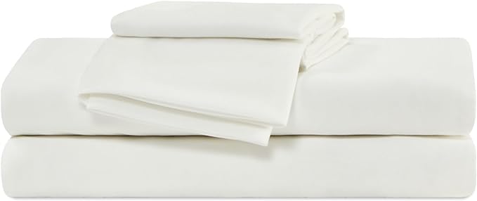100% Microfiber Jersey Knit Sheet Set with Pillowcase-White