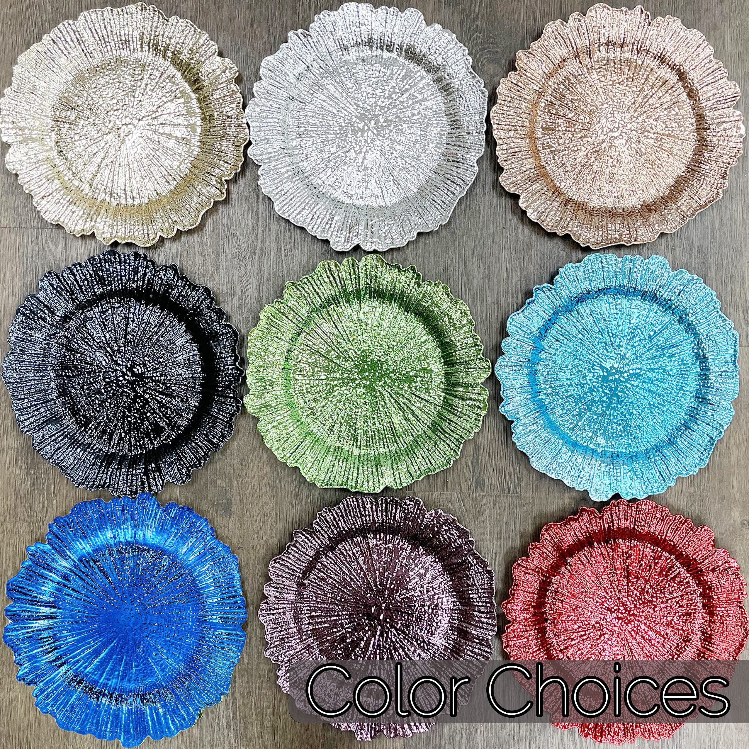 allgala 13-Inch 6-Pack Heavy Quality Round Charger Plates-Reef Silver-HD80332