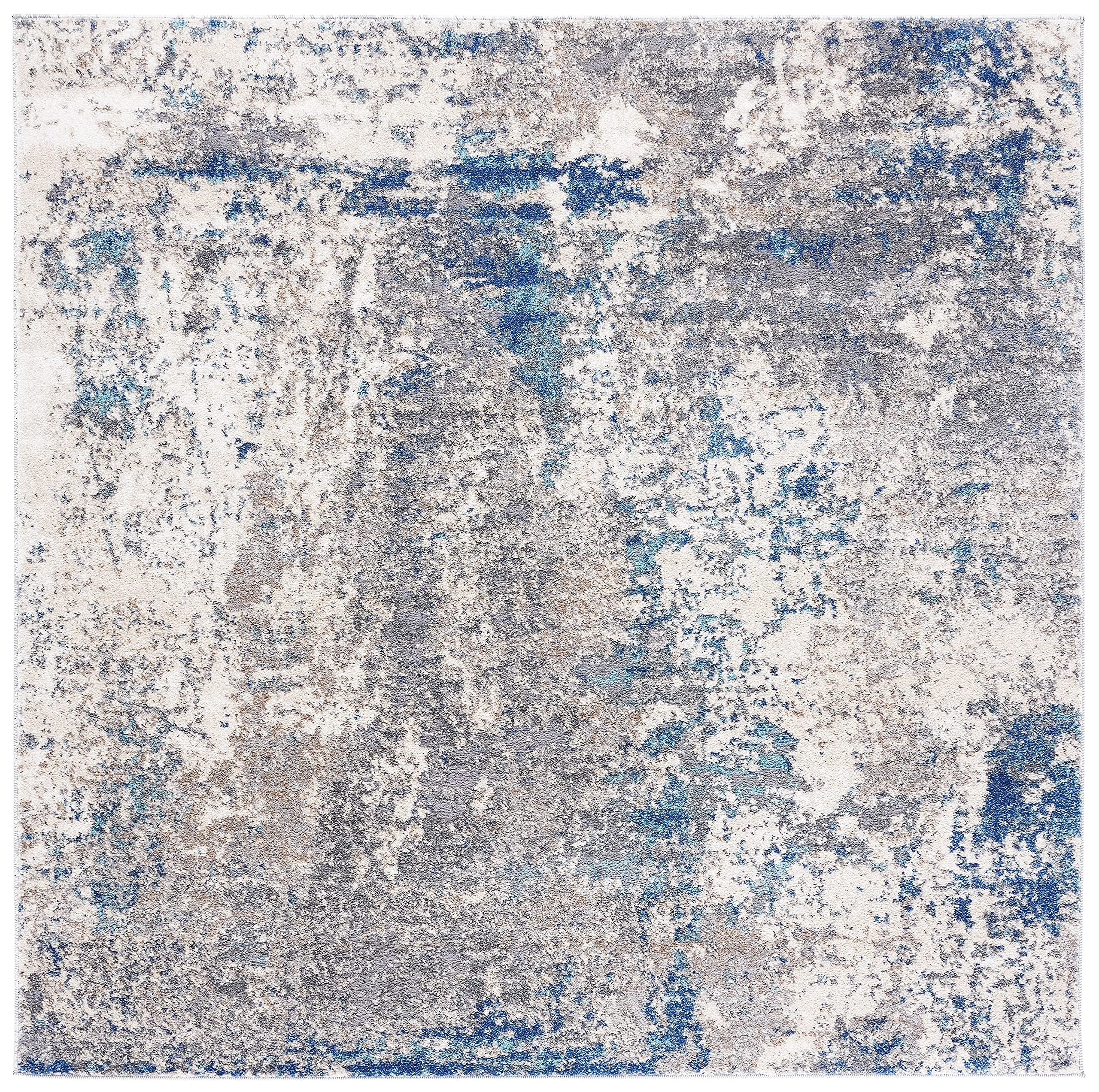 SAFAVIEH Aston Collection 53 Square Grey/Navy ASN718F Modern Abstract Non-Shedding Living Room Dining Bedroom Area Rug