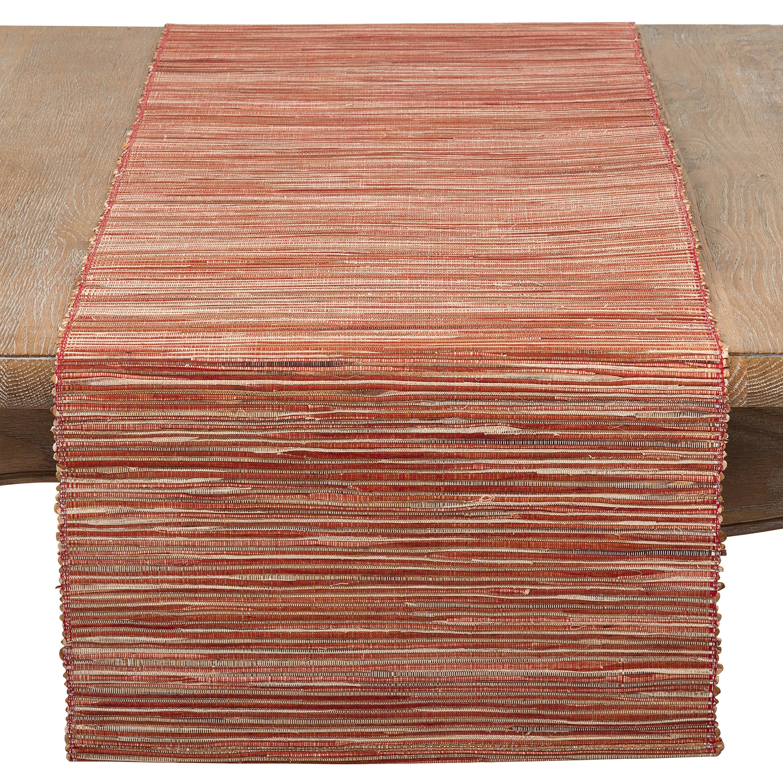 Saro Lifestyle 217.Ru1490B Melaya Collection Shimmering Woven Nubby Water Hyacinth Table Runner, 14'' X 90'', Rust