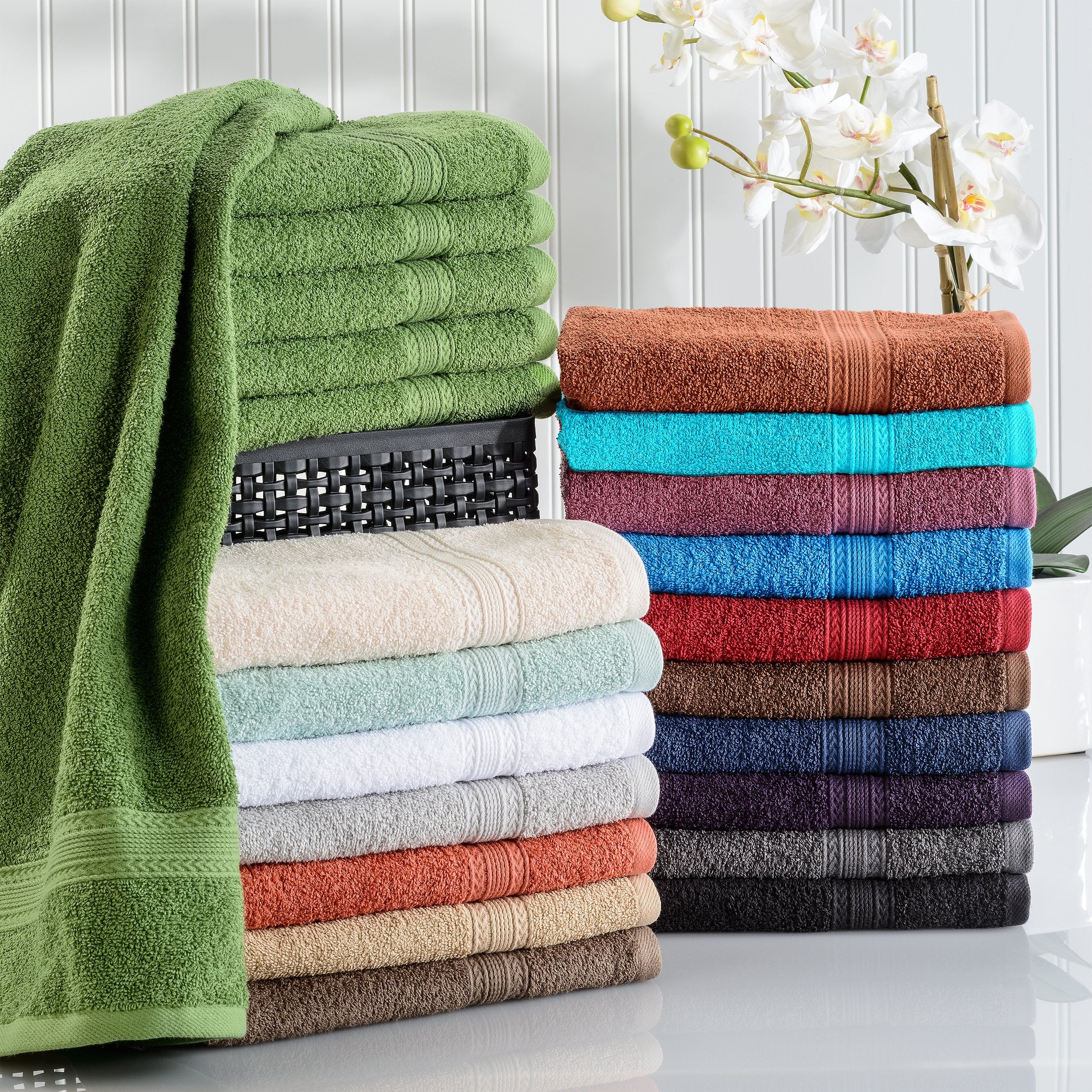 Superior Eco-Friendly Cotton 6-Piece Hand Towel Set, Small Towels For Spa, Resort, Hotel, Guest Bath, Kitchen, Quick Dry, Soft,