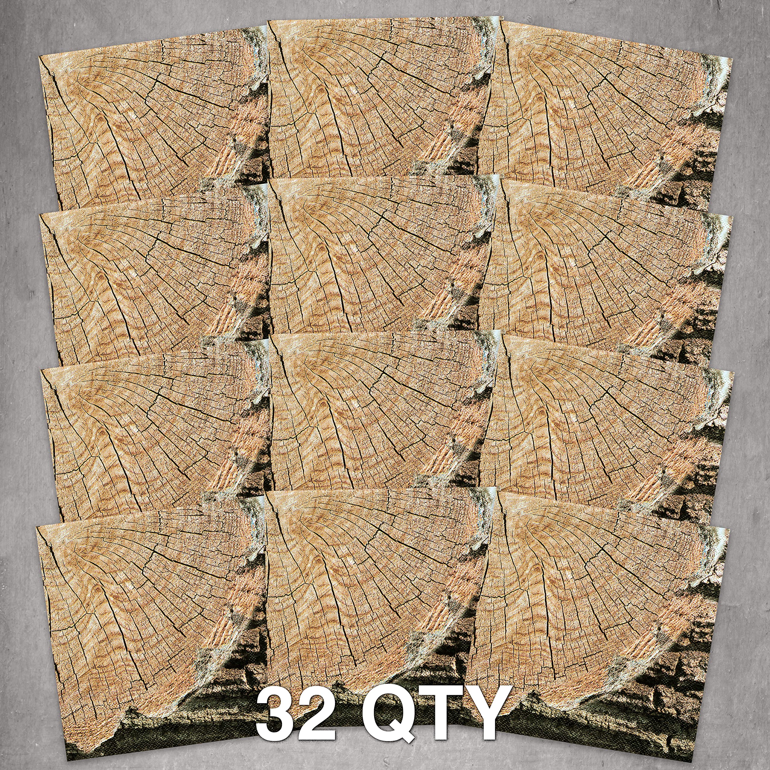 Rustic Tree Camping Napkins - 32 Pack Woodsy Napkins For Parties & Dinners - 6.5 Inch Tree Cross-Section Napkin - Highly Absorbe
