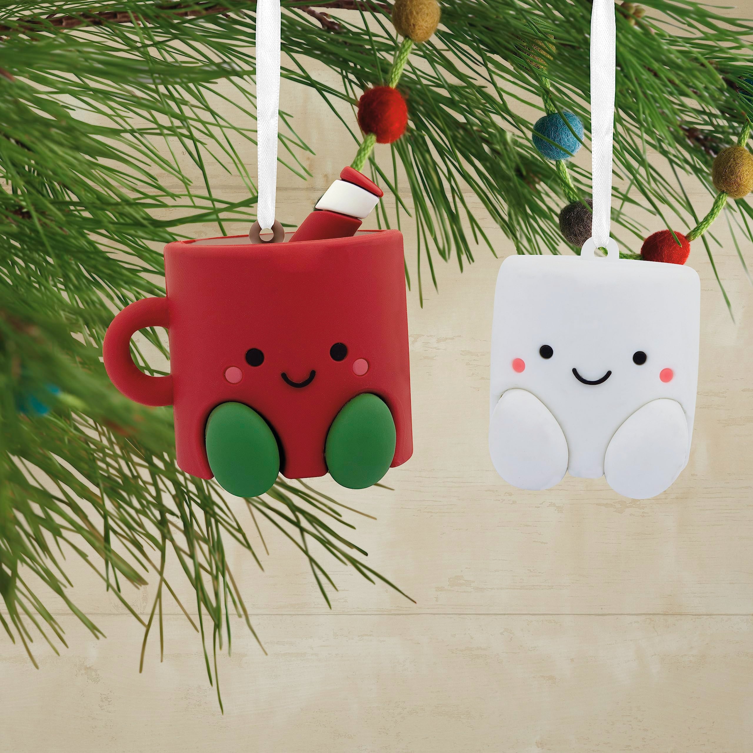 Hallmark Better Together Hot Cocoa and Marshmallow Magnetic Christmas Ornaments, Set of 2