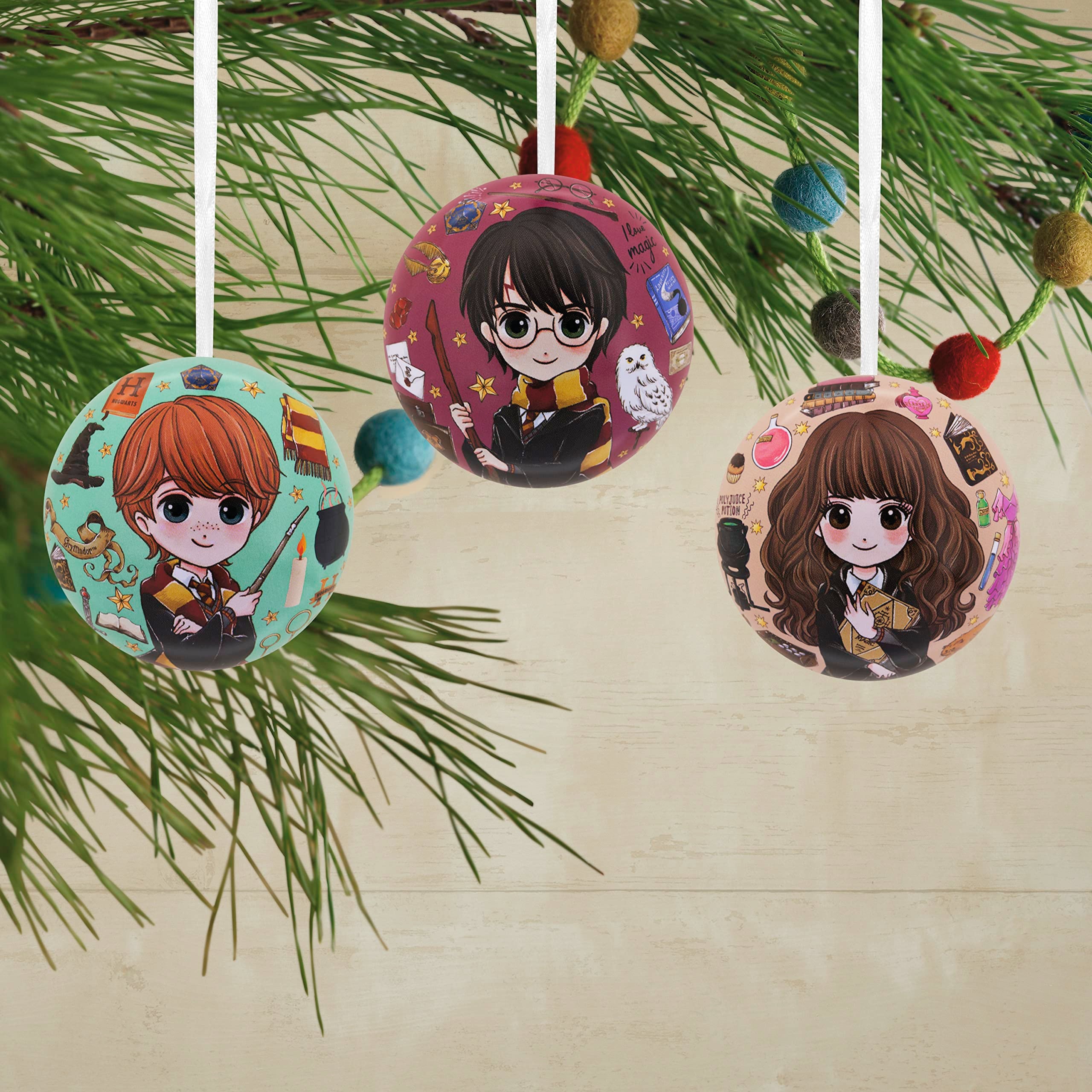 Hallmark Harry Potter Christmas Ornaments, Tin Ball, Set of 12