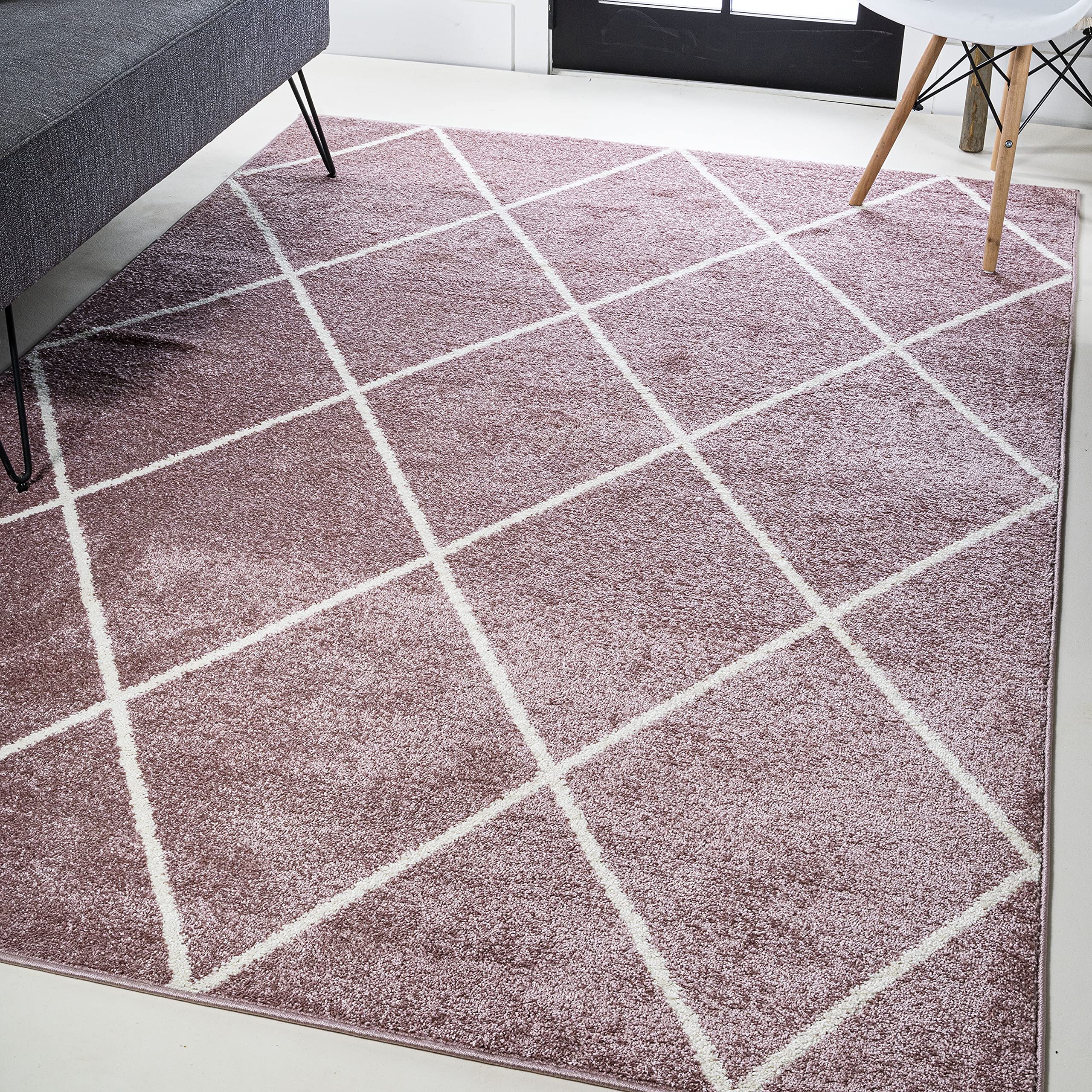 JONATHAN Y SEU102B-4 Cole Minimalist Diamond Trellis Indoor Area -Rug Modern Contemporary Casual Easy -Cleaning Bedroom Kitchen 