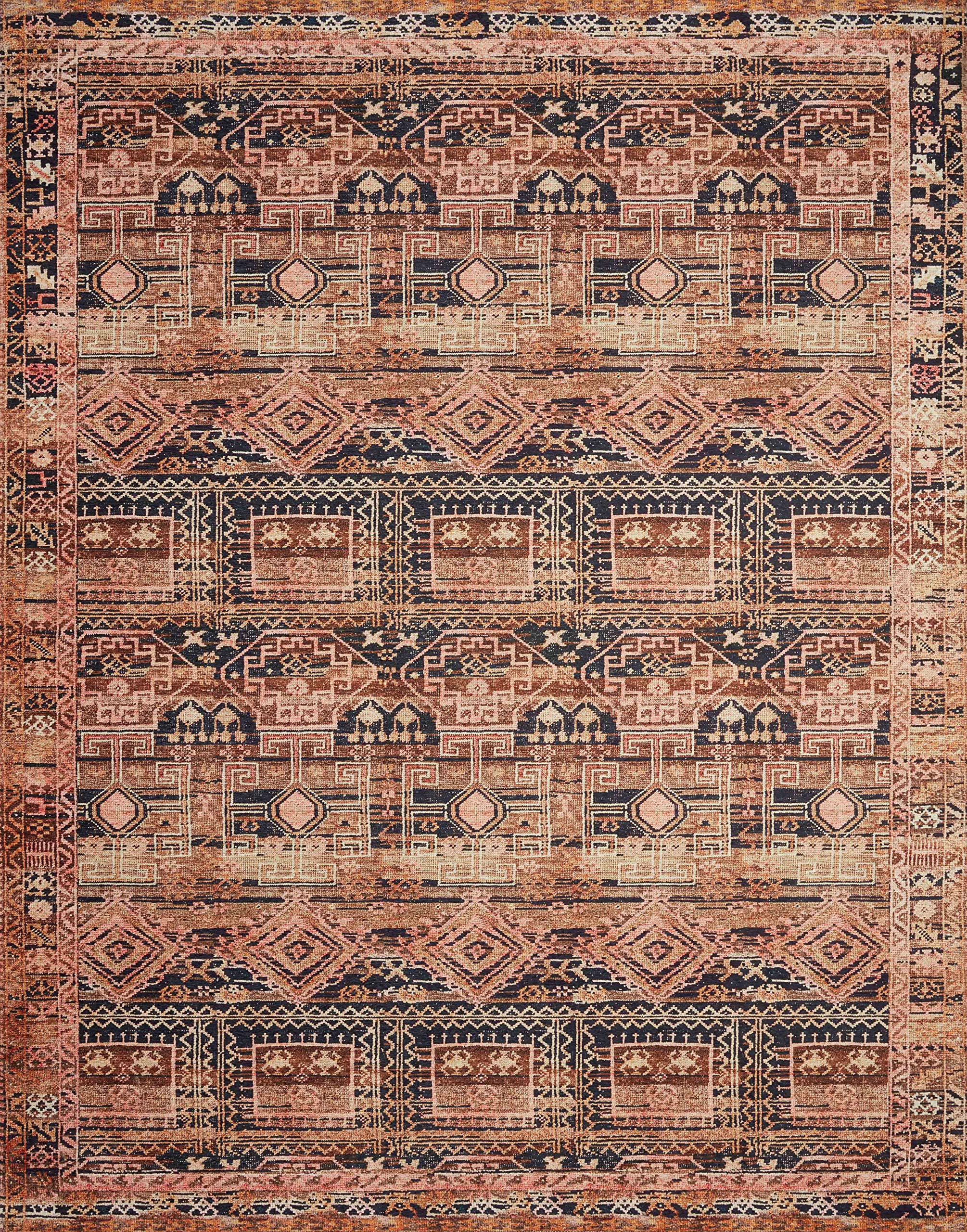 Loloi LAYLA Collection, LAY-14, Mocha / Blush, 2-6 x 7-6, .13 Thick, Runner Rug, Soft, Durable, Vintage Inspired, Distressed, 
