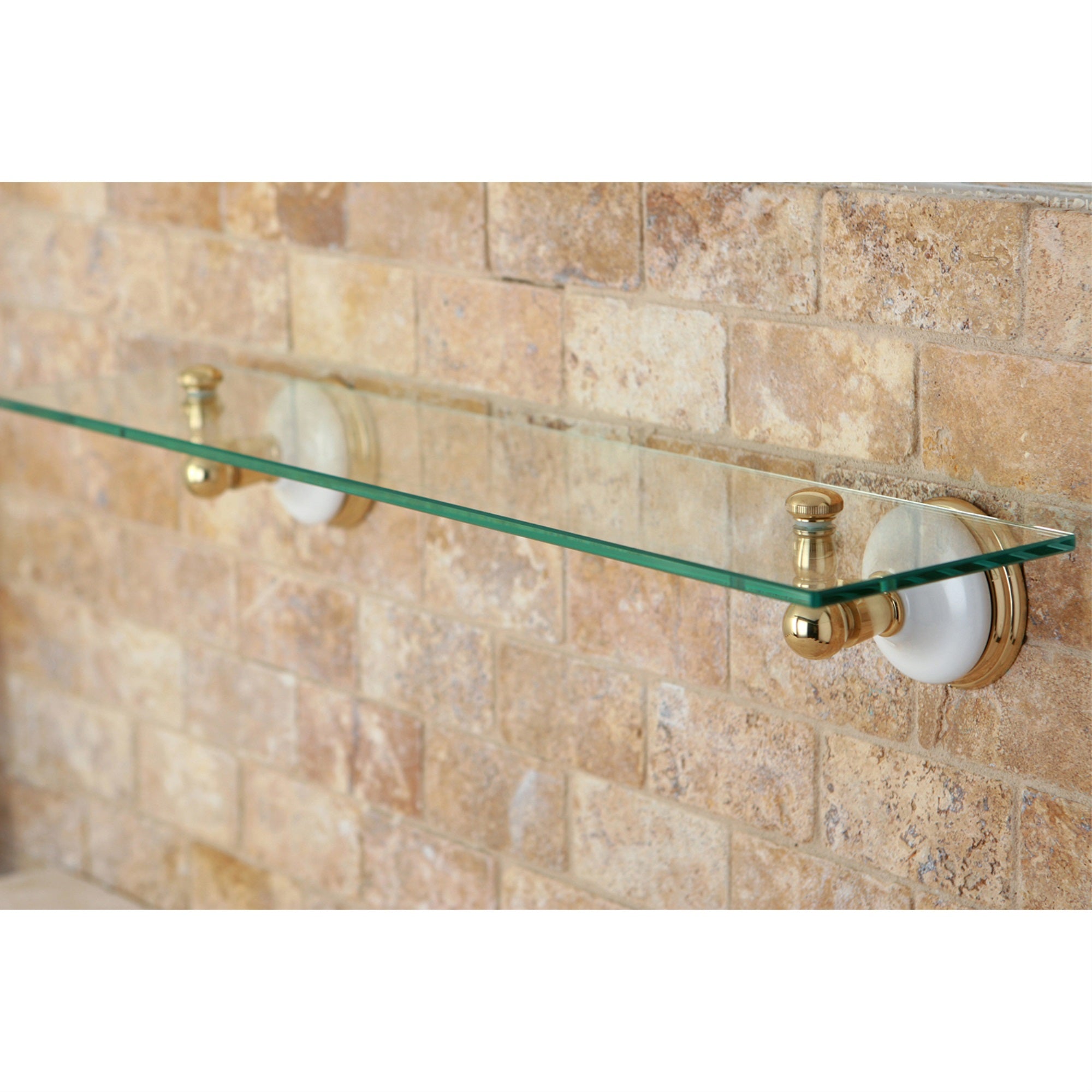 Kingston Brass BA1119PB Victorian Cosmetic Glass Shelf  Polished Brass